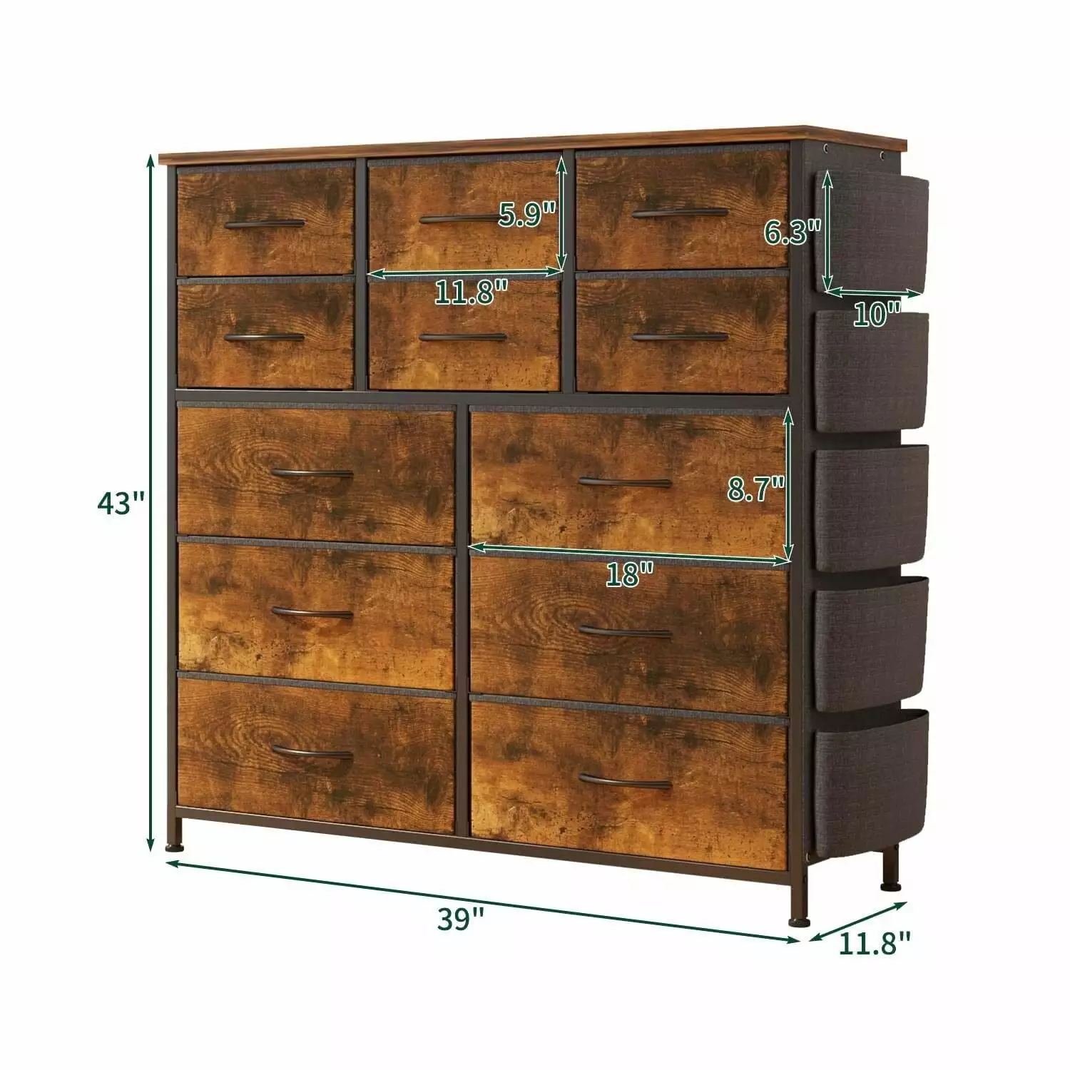 Tropow 12 Drawer Dresser Chest Drawers Bedroom Living Room Fabric Storage