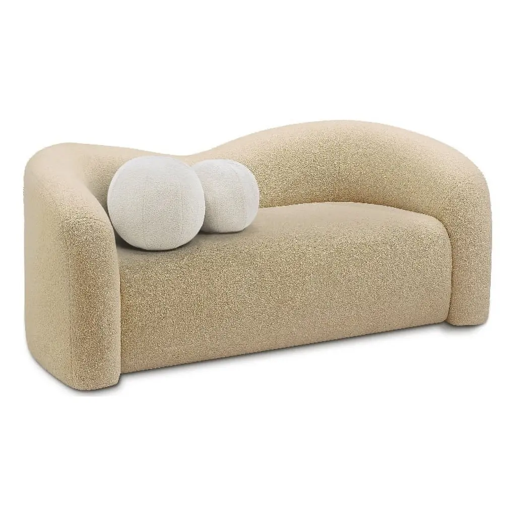 Meridian Furniture Kali Beige Faux Shearling Teddy Fabric Loveseat