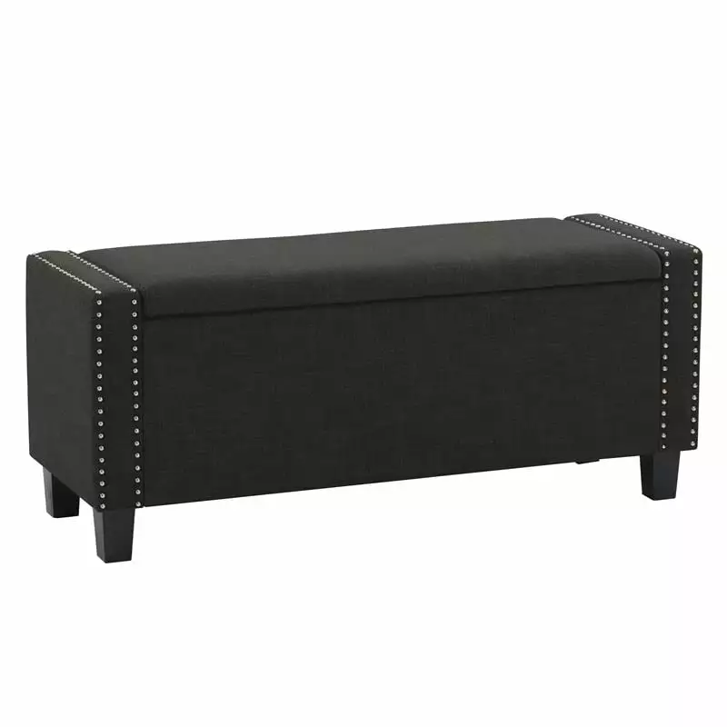 Atlin Designs Dark Gray Fabric Storage Ottoman Living Room Ottomans