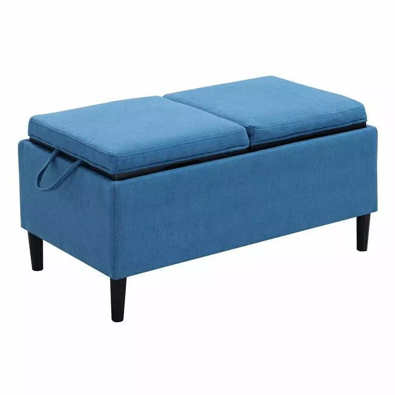 Designs4Comfort Magnolia Soft Blue Fabric Storage Ottoman Trays Ottomans Convenience Concepts