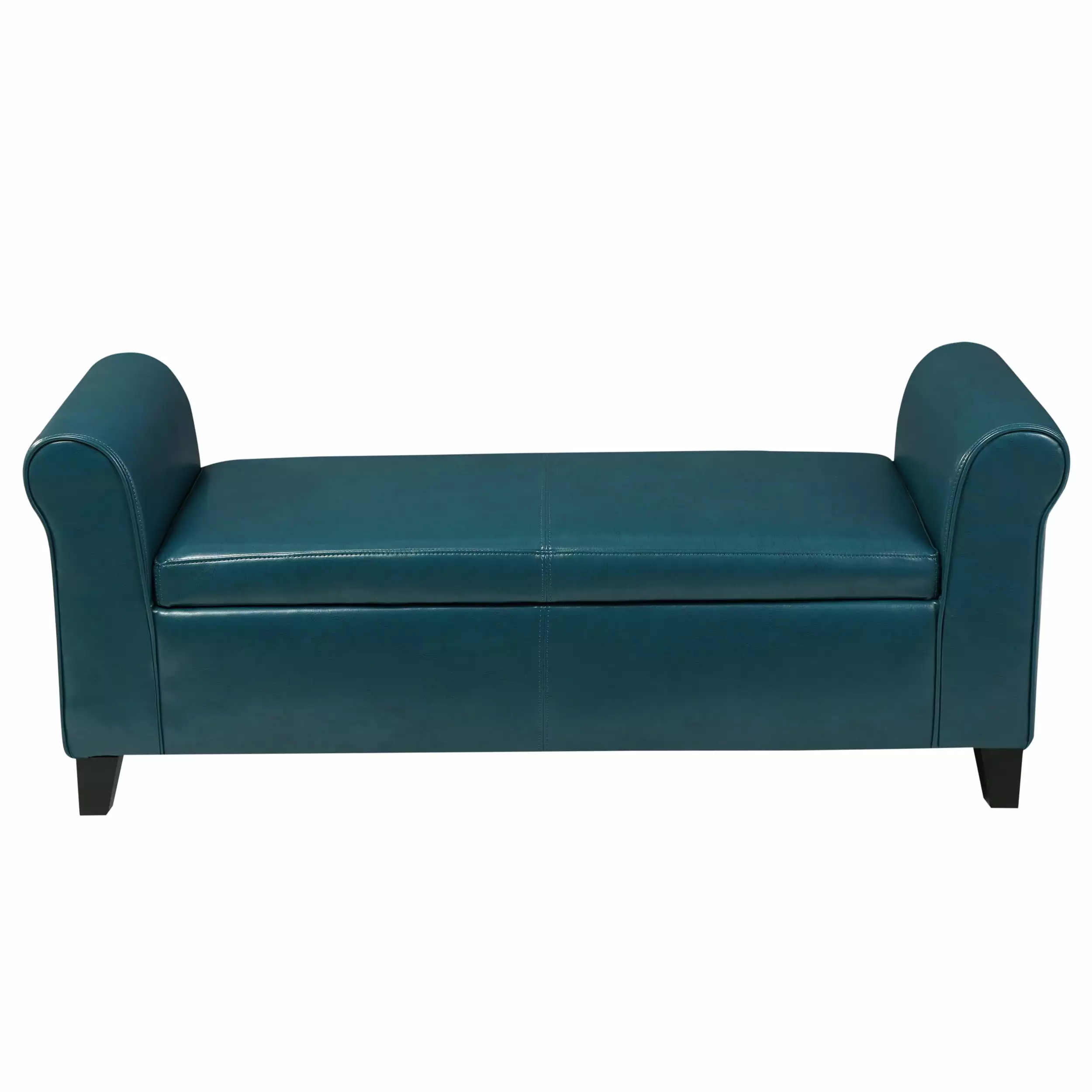 Stetson Contemporary Upholstered Storage Ottoman Bench Teal Living Room Ottomans GDFSTUDIO