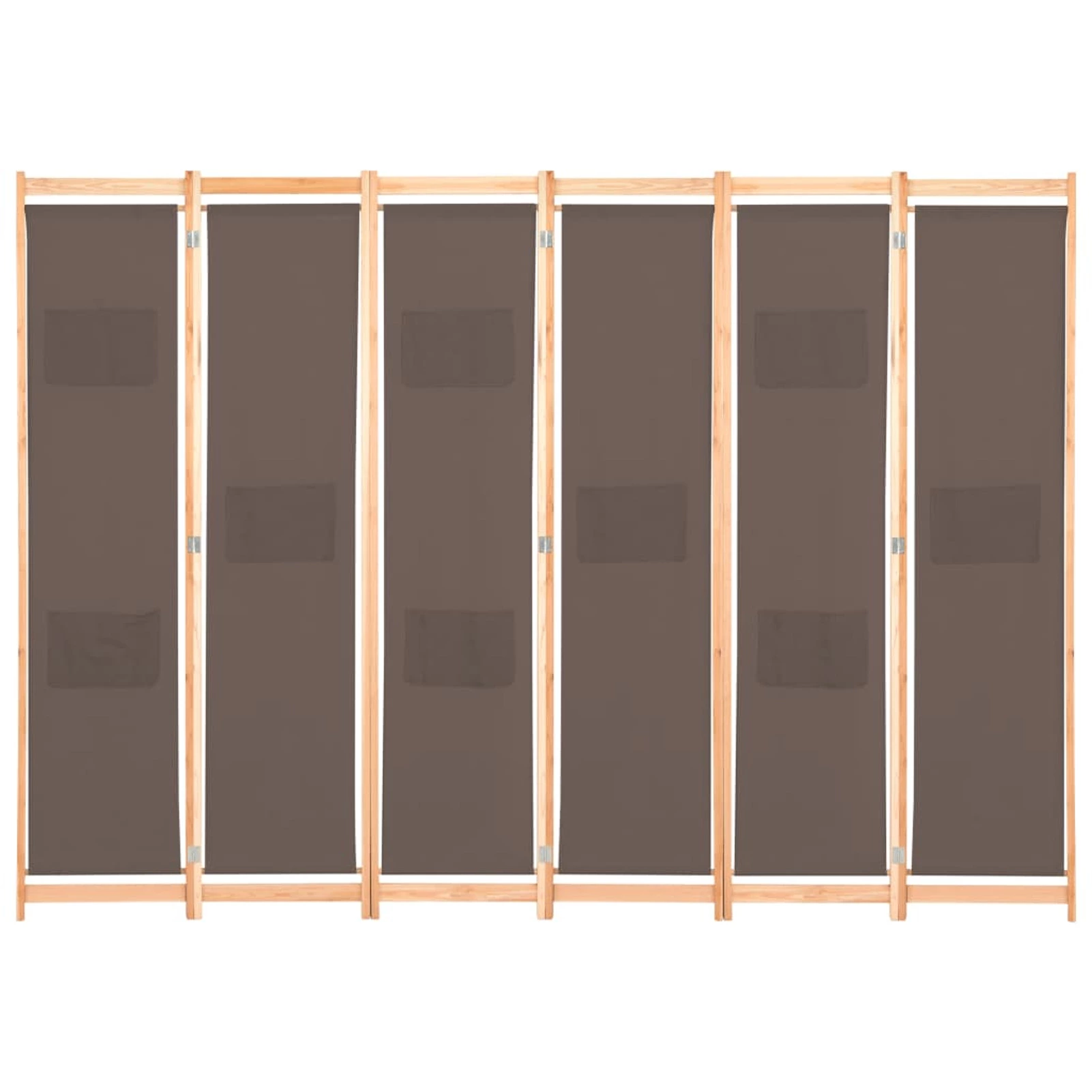 Suzicca 6-Panel Brown Fabric Room Divider 94.5x66.9x1.6 Foldable Privacy Screen ammoon