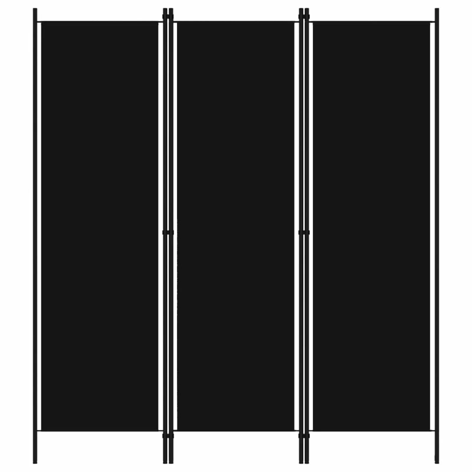 Anself 3 Panel Folding Room Divider Fabric Freestanding Partition Iron Frame Black 59.1x70.9 Inches