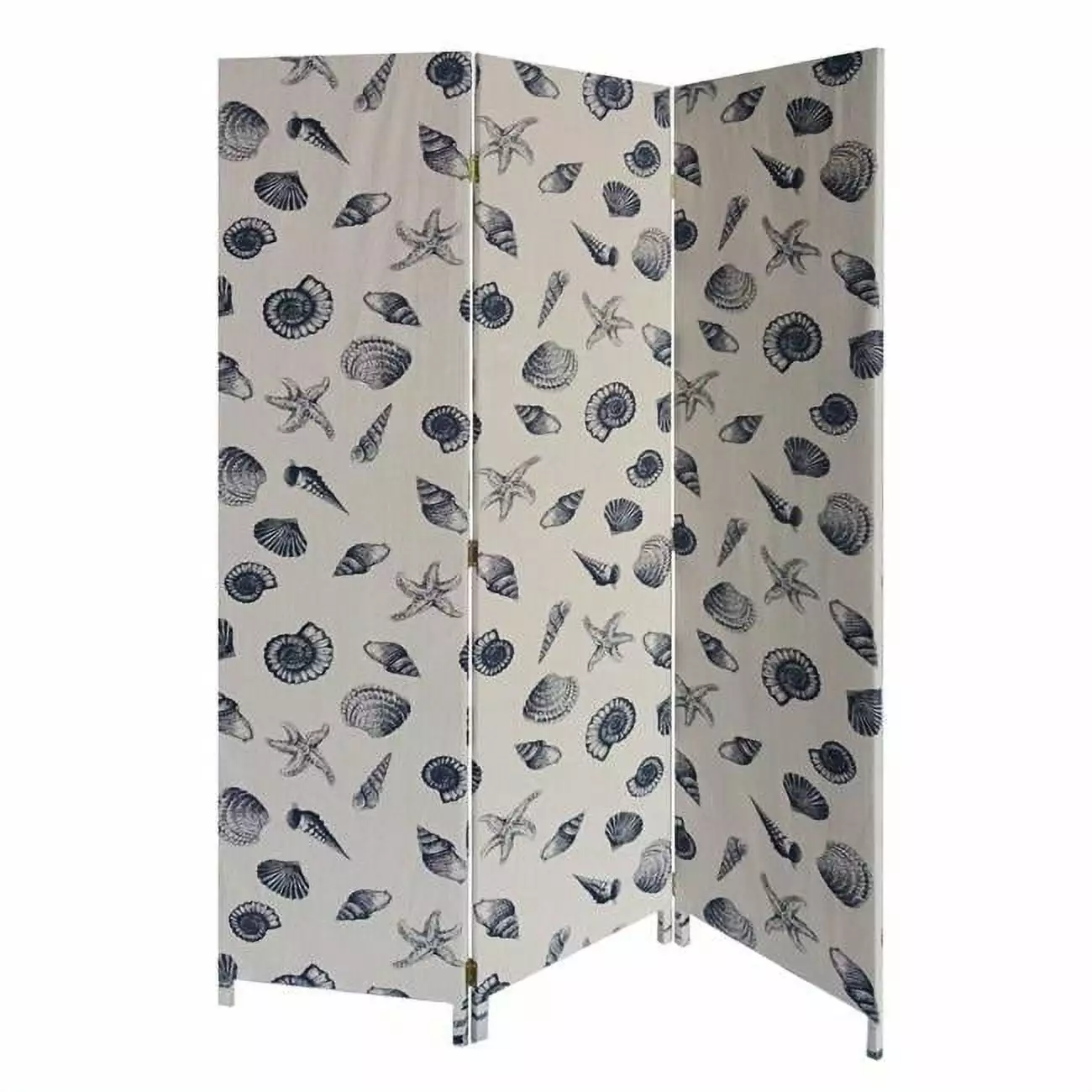 HomeRoots 3 Panel Soft Fabric Room Divider Beige and Blue 71 x 47 x 1