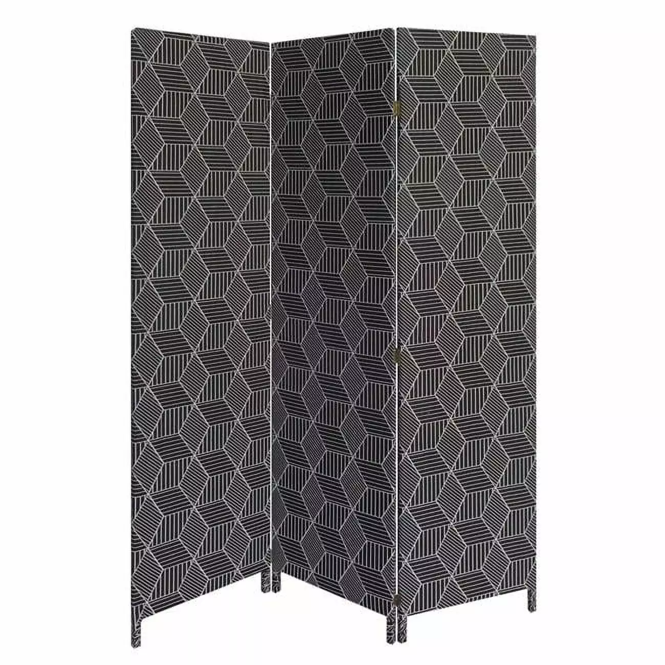 HomeRoots 3 Panel Soft Fabric Room Divider Black 71 x 47 x 1 Freestanding Partition