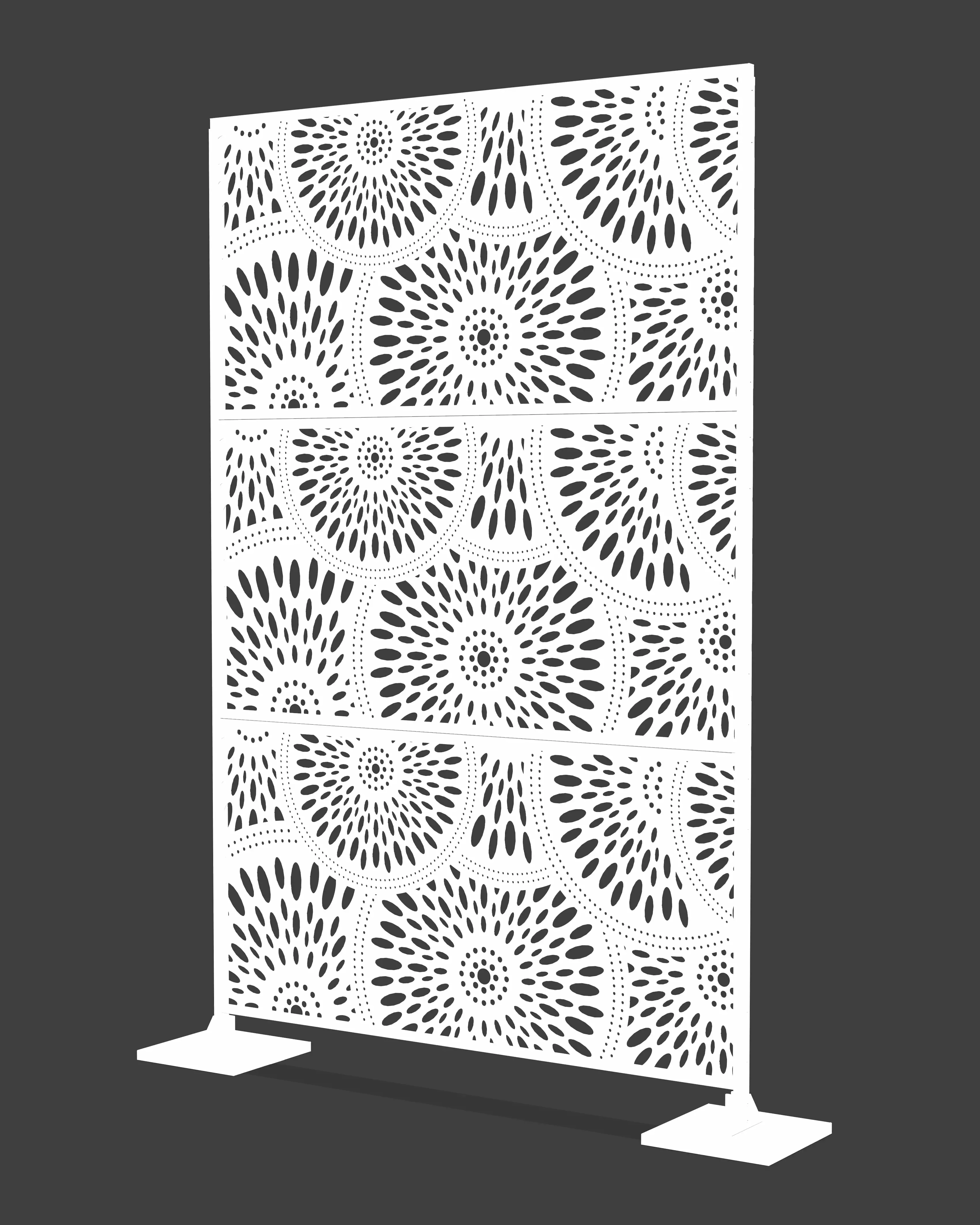 Benjara 71 Inch 3 Panel Fabric Room Divider Floral Print Gray Decorative Freestanding Screen Mountain Snow Arts
