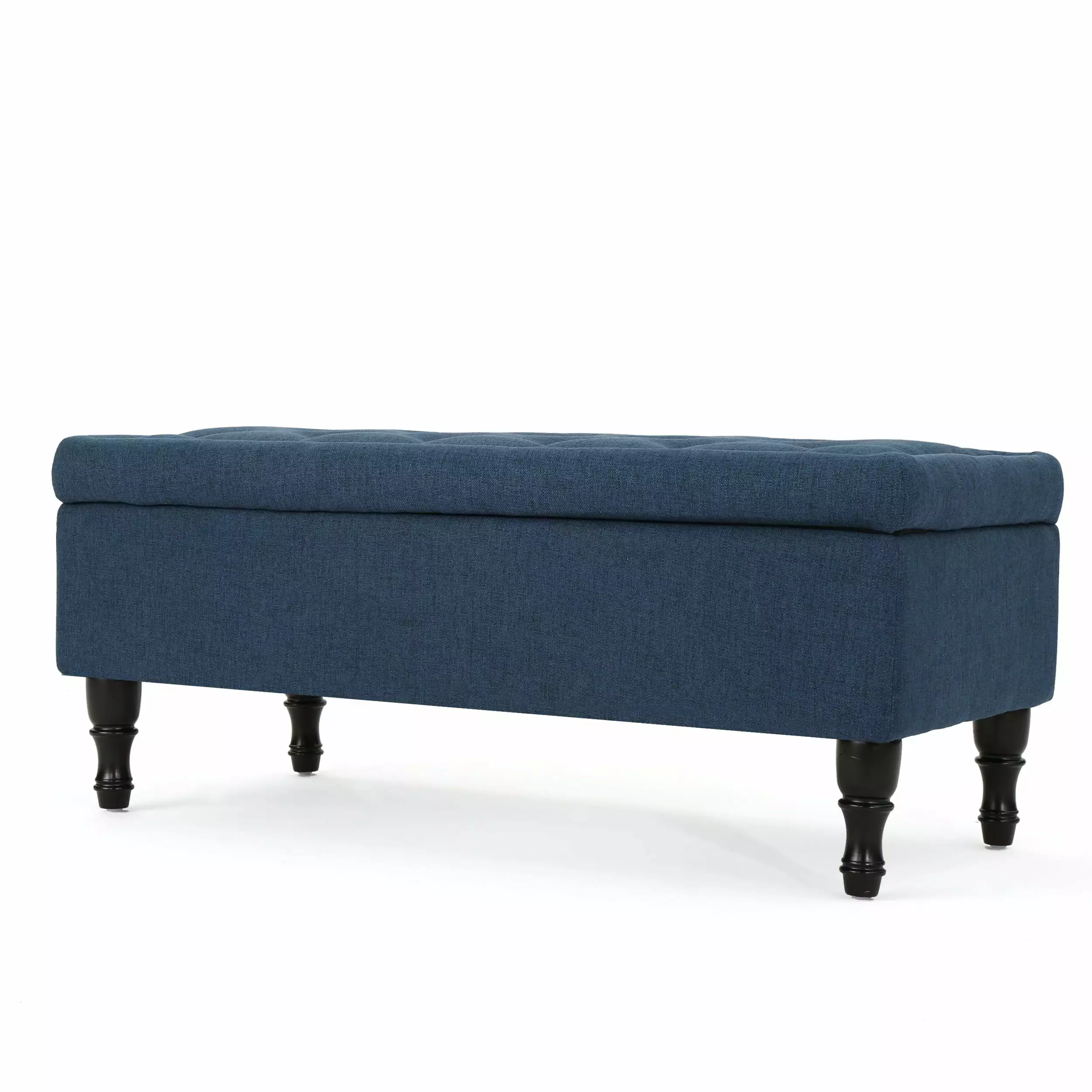 Constance Fabric Storage Ottoman Navy Blue Versatile Living Room Furniture Ottomans GDFSTUDIO