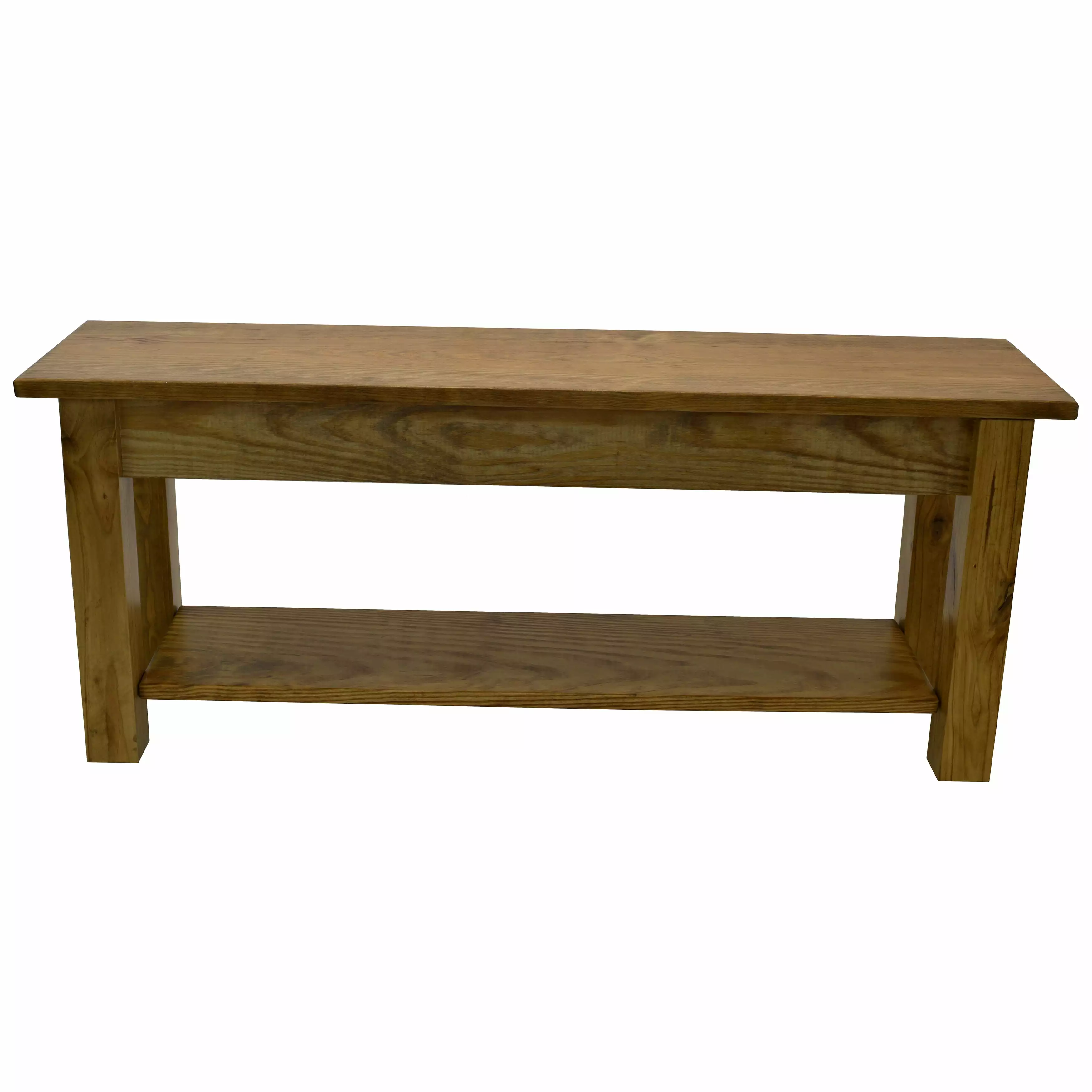 Ranch Collection Farmhouse Golden Oak Bench Shelf Dining Room Benches Ezekiel and Stearns
