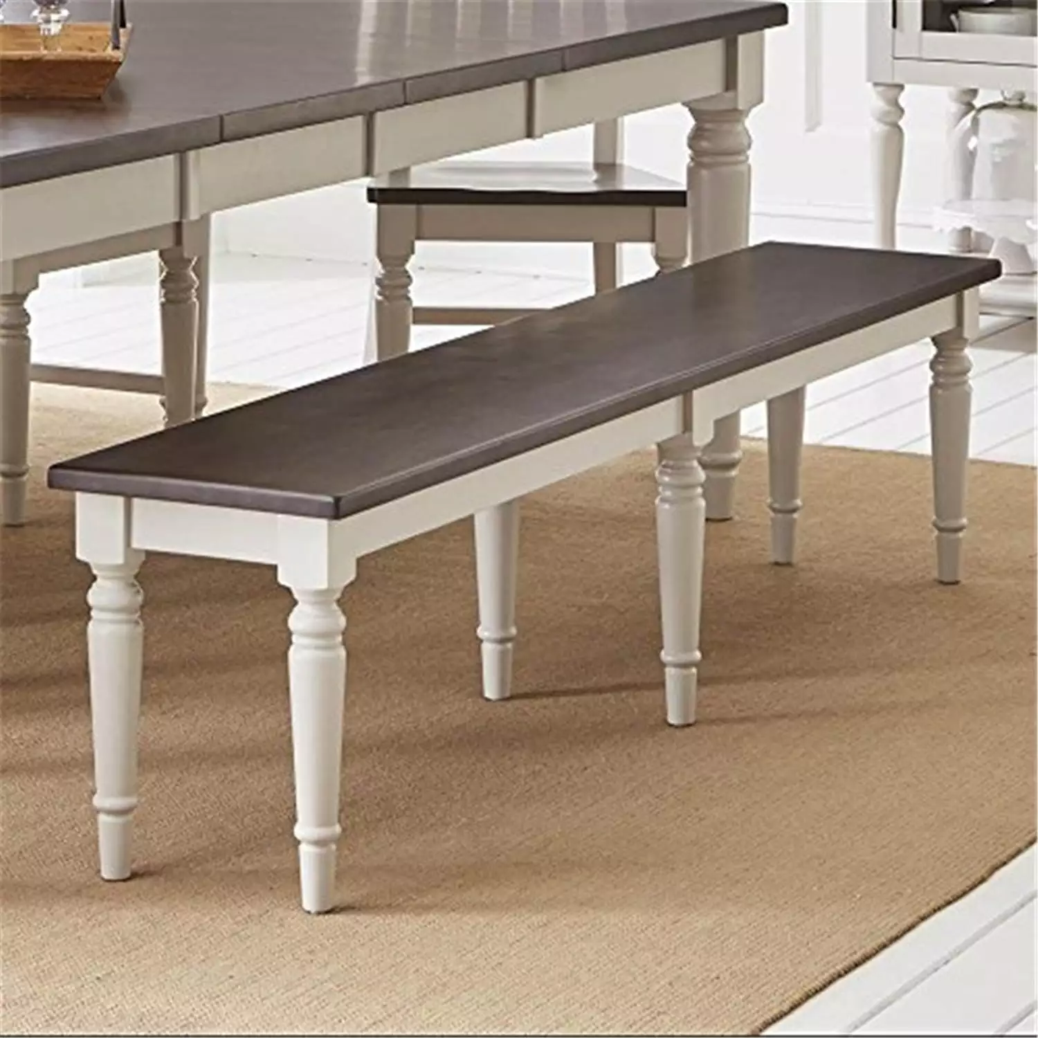 Jofran Orchard Park Farmhouse Solid Rubberwood 76 Bench - Rustic Dining or Entryway Bench Benches JOFRAN INC.
