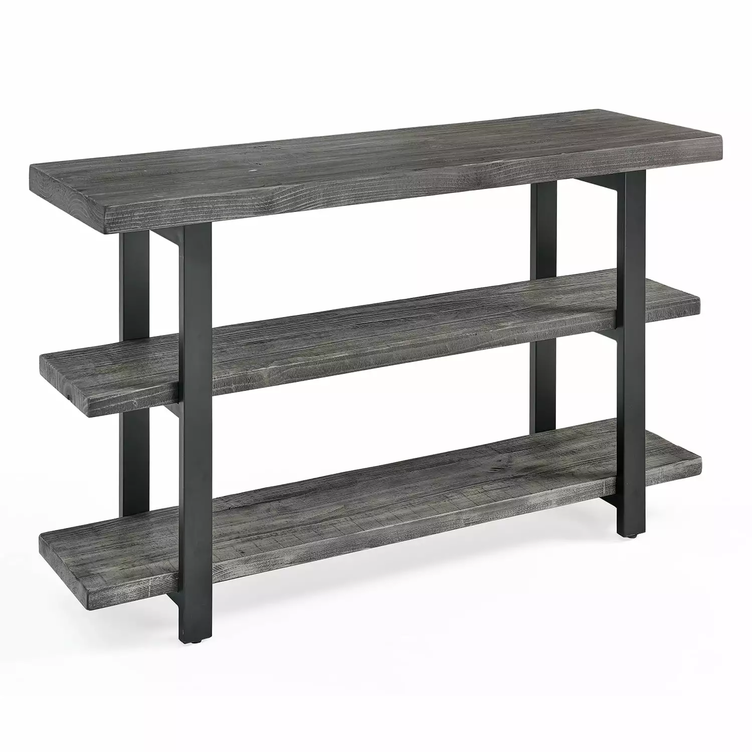 Alaterre Farmhouse Reclaimed Wood Console Table Shelves - Slate Gray and Black Finish Console