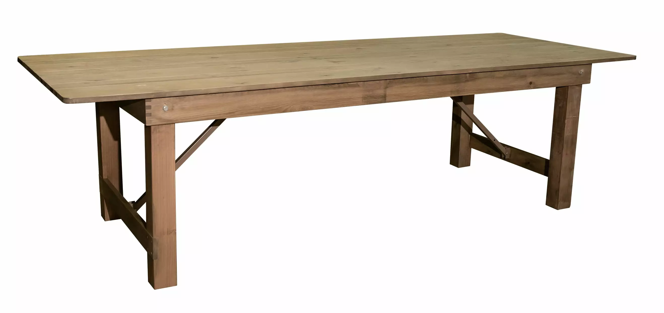 9 Foot x 40 Inch Pine Wood Farm Table Folding Legs Rustic Style