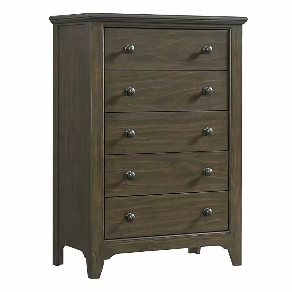 Intercon Furniture Tahoe Youth 5-Drawer Farmhouse Wood Chest Rock Gray