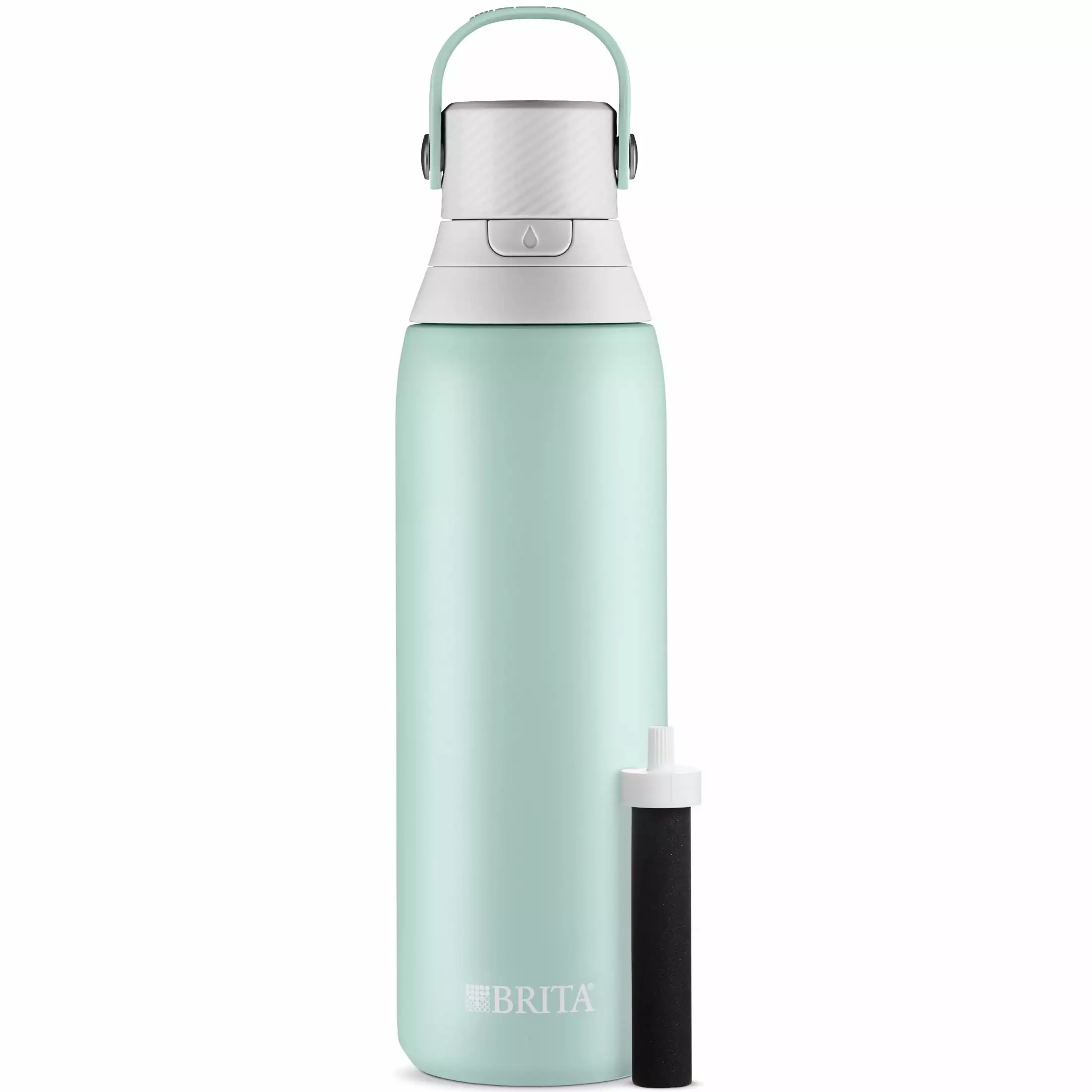 Brita 20 oz Glacier Premium Stainless Steel Leak Proof Filtered Insulated Water Bottle Straw