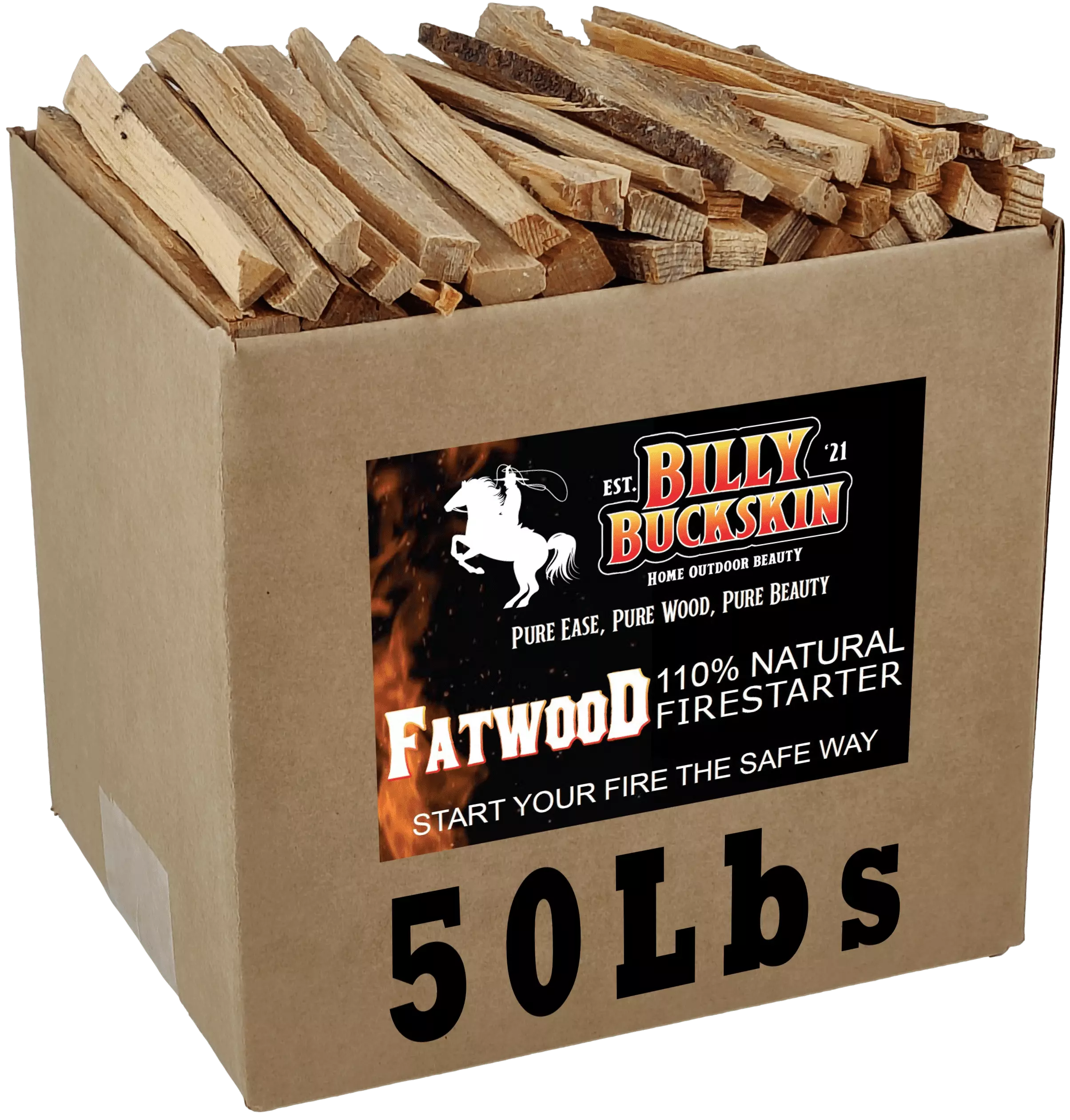 Billy Buckskin Co 50 lb Fatwood Fire Starter Sticks Easy Safe Fire Starter Works Any Weather