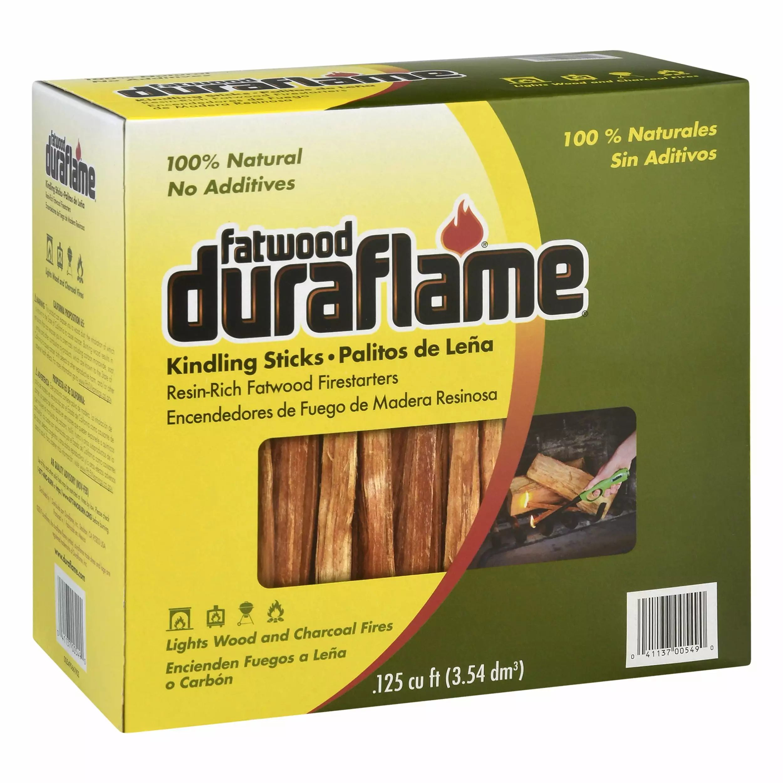 Duraflame Fatwood Resin-Rich Kindling Sticks Fire Starters Wood or Charcoal 1 Box