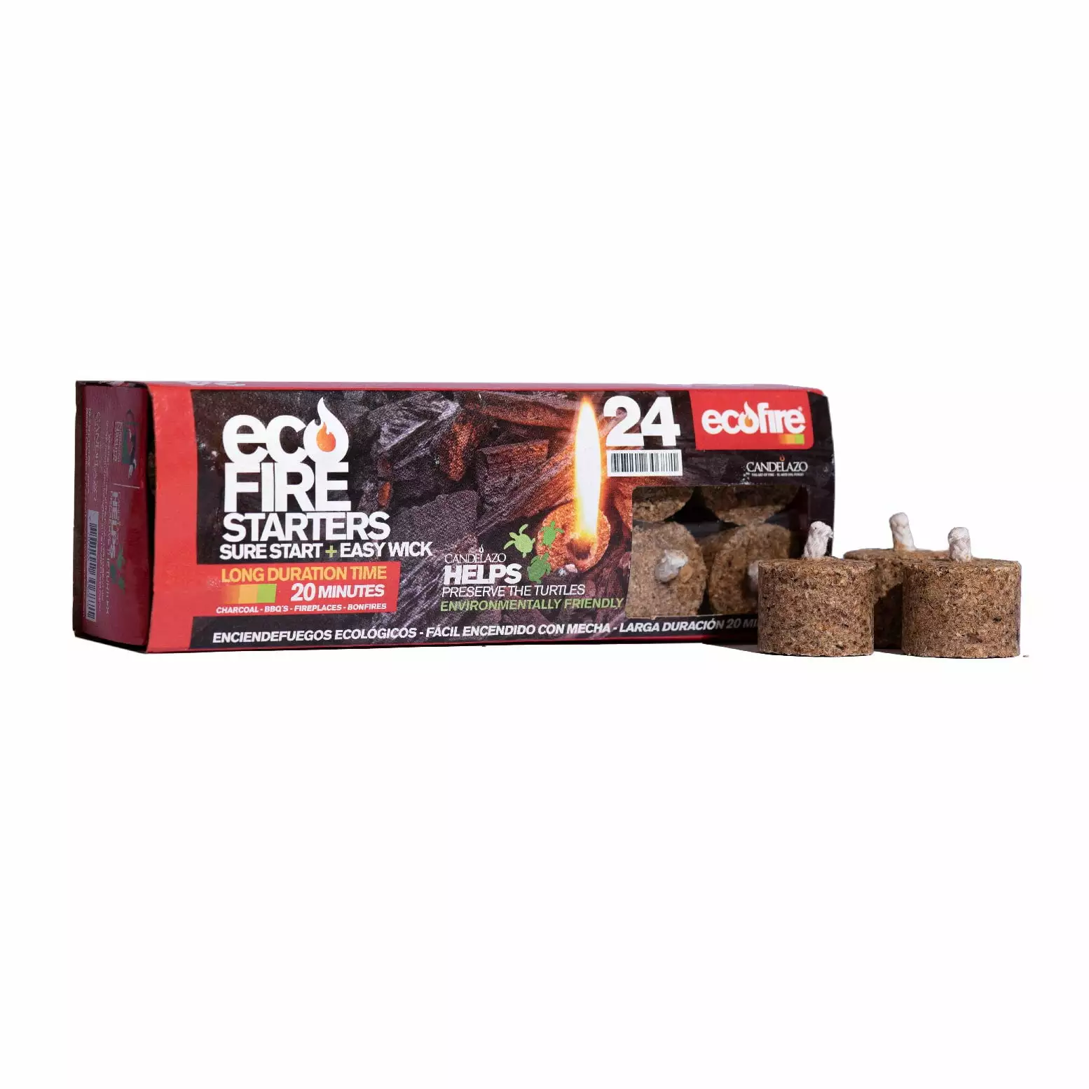 Ecofire Fire Starter Long Duration Box 24 Units Camping Fireplace