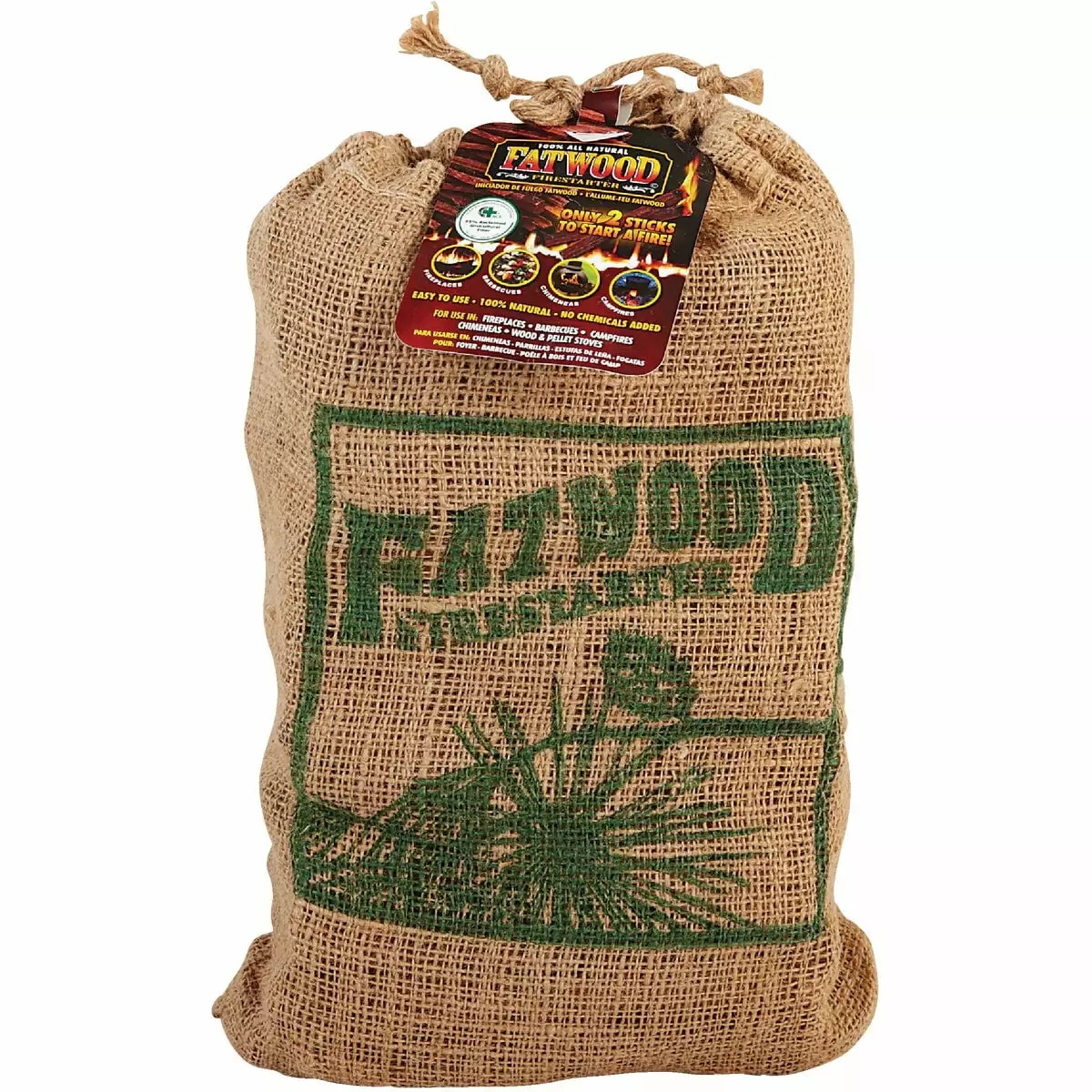 Fatwood 8 LB Fire Starter Burlap Bag Wood Stoves and Fireplaces