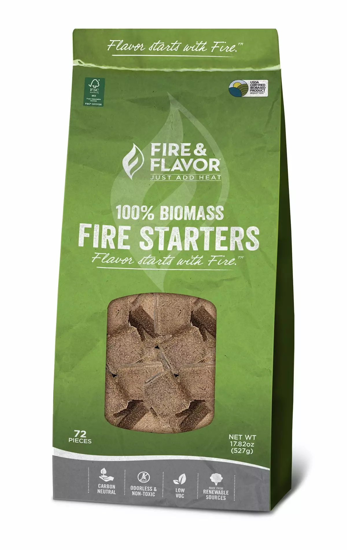 Fire & Flavor FFFS104 Biomass Fire Starter Cubes 72 Pieces