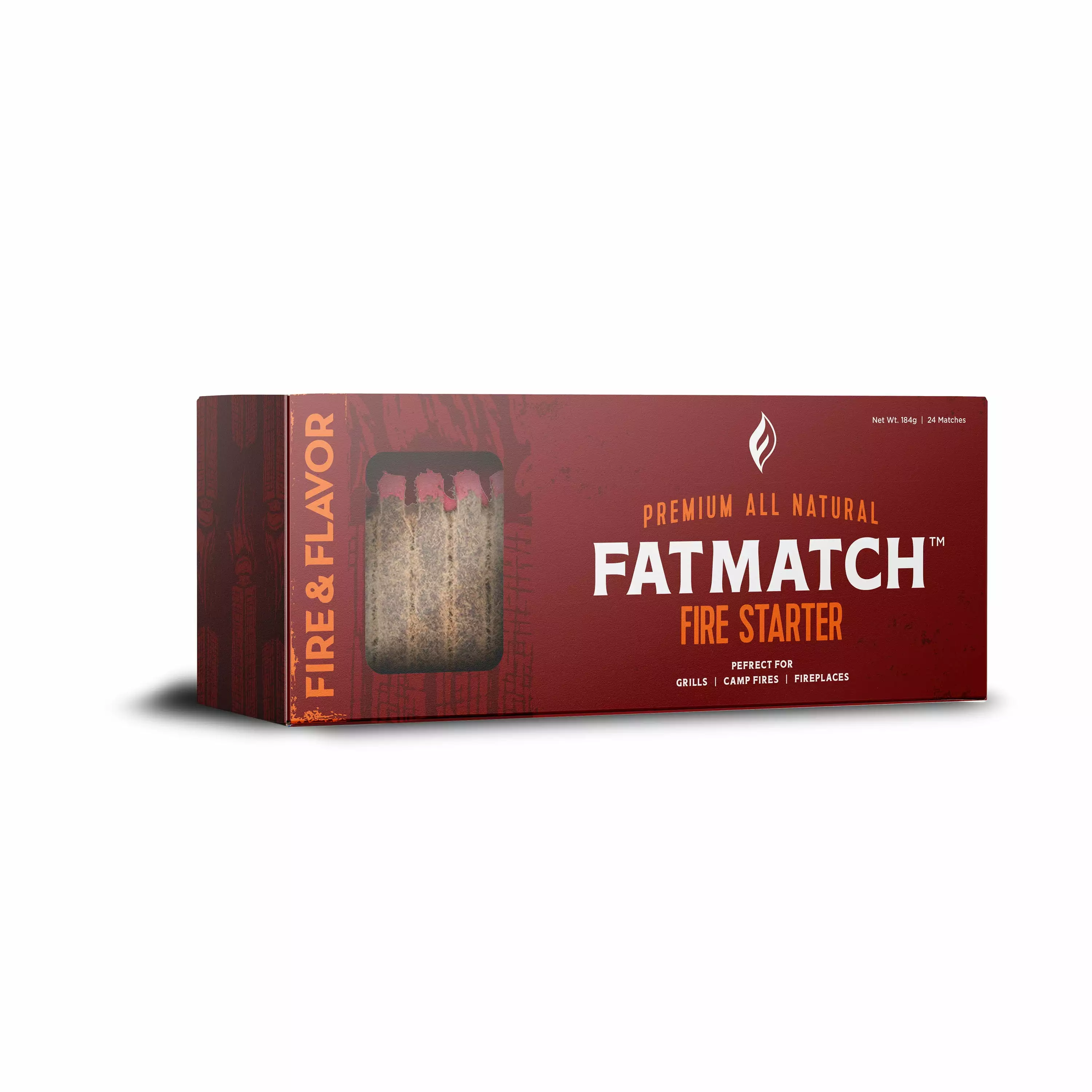 Fire & Flavor Premium All Natural FatMatch Fire Starter 24 Matches