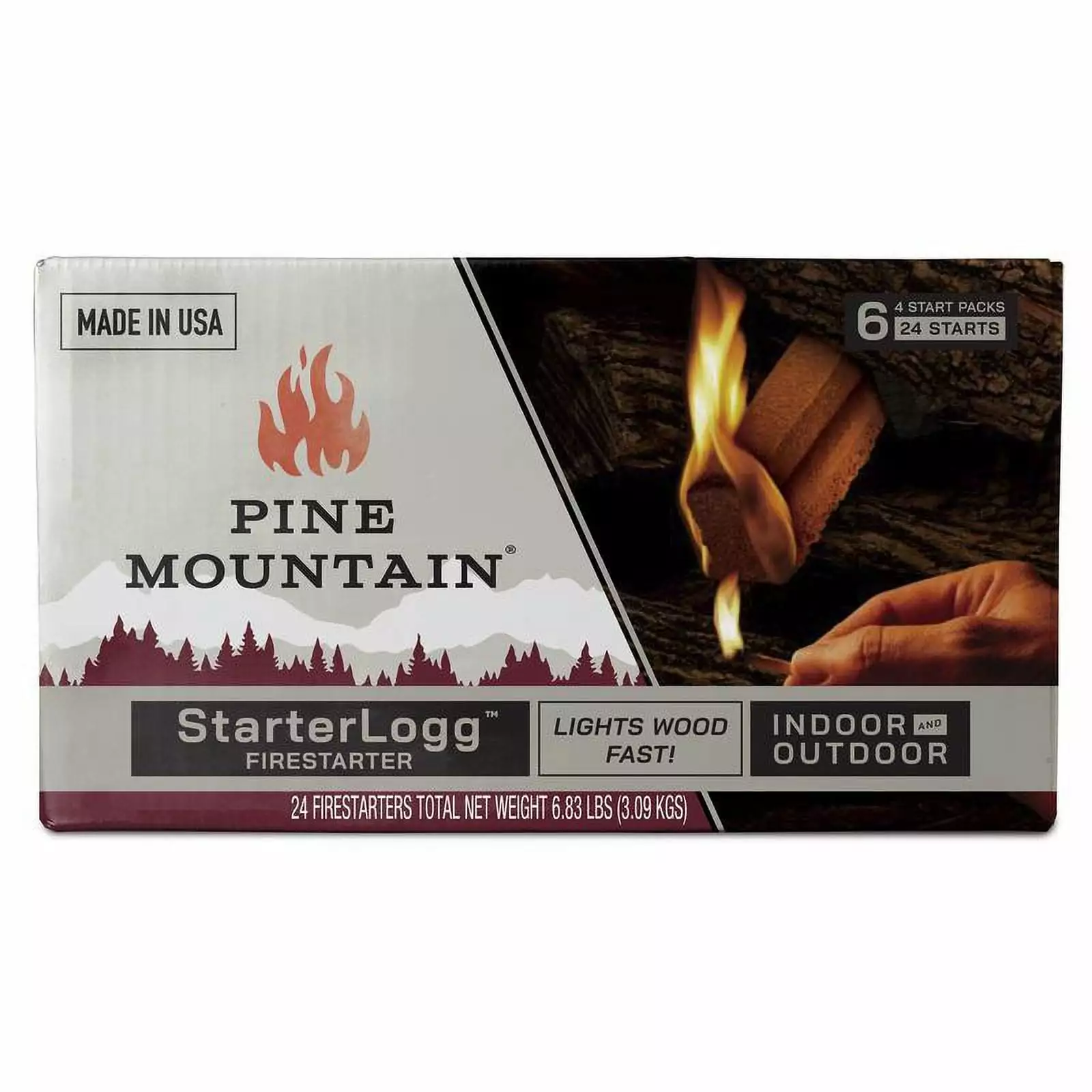 Pine Mountain Starter Logg Pine Sawdust Fire Starter 30 Min 6 Pack Indoor Outdoor Use