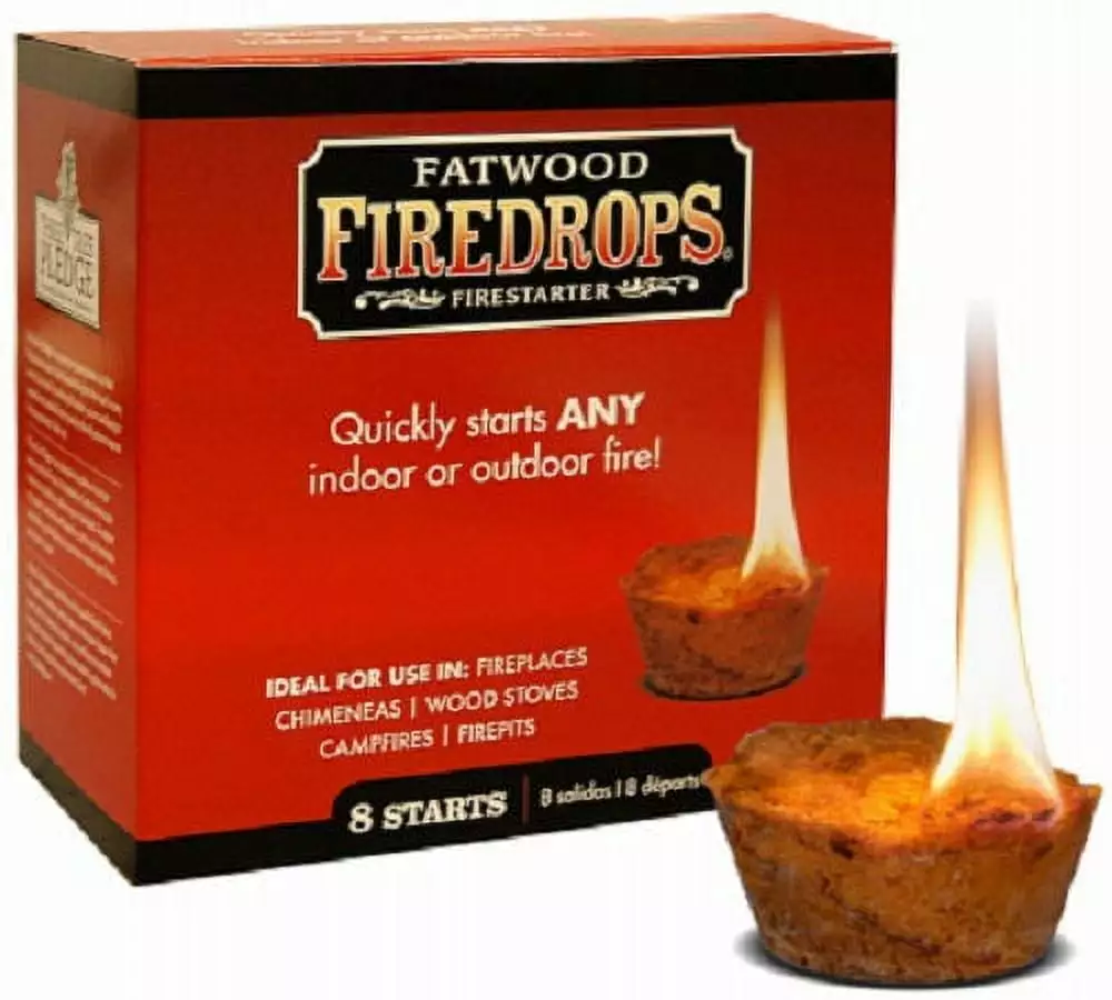 Wood Products 8-Count Box Indoor Outdoor Fatwood Fire Starter Firedrops Quantity 4