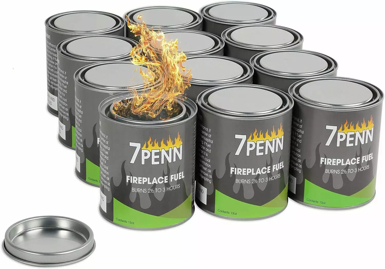 7Penn Gel Fireplace Fuel Cans 13oz 12 Pack Fire Bowls and Chafing Dishes