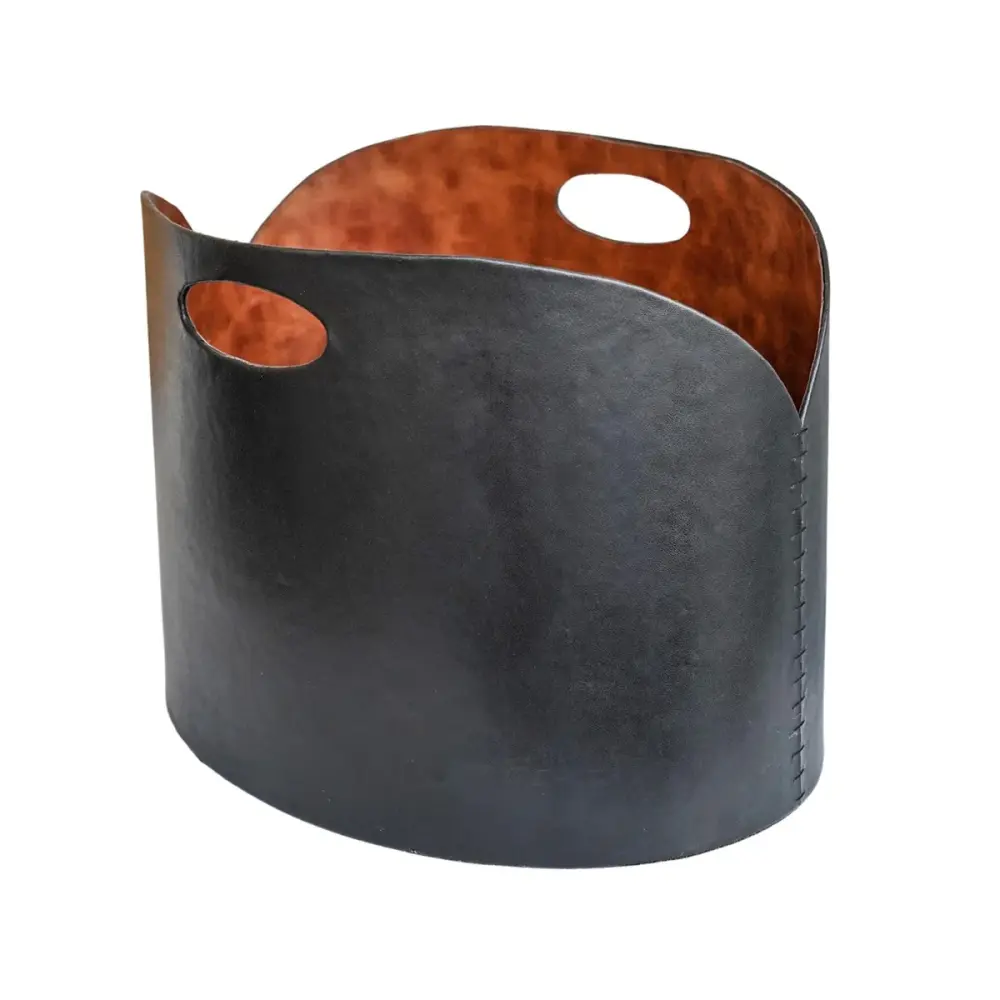 Faux Leather Log Bucket - Jet-black