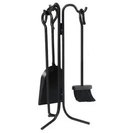 4-Piece Fireplace Tool Set Steel Construction Stand Panacea
