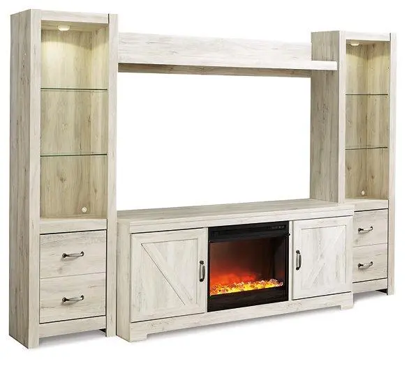 Bellaby 4-Piece Entertainment Center Fireplace - Warm and Stylish TV Stand Living Room