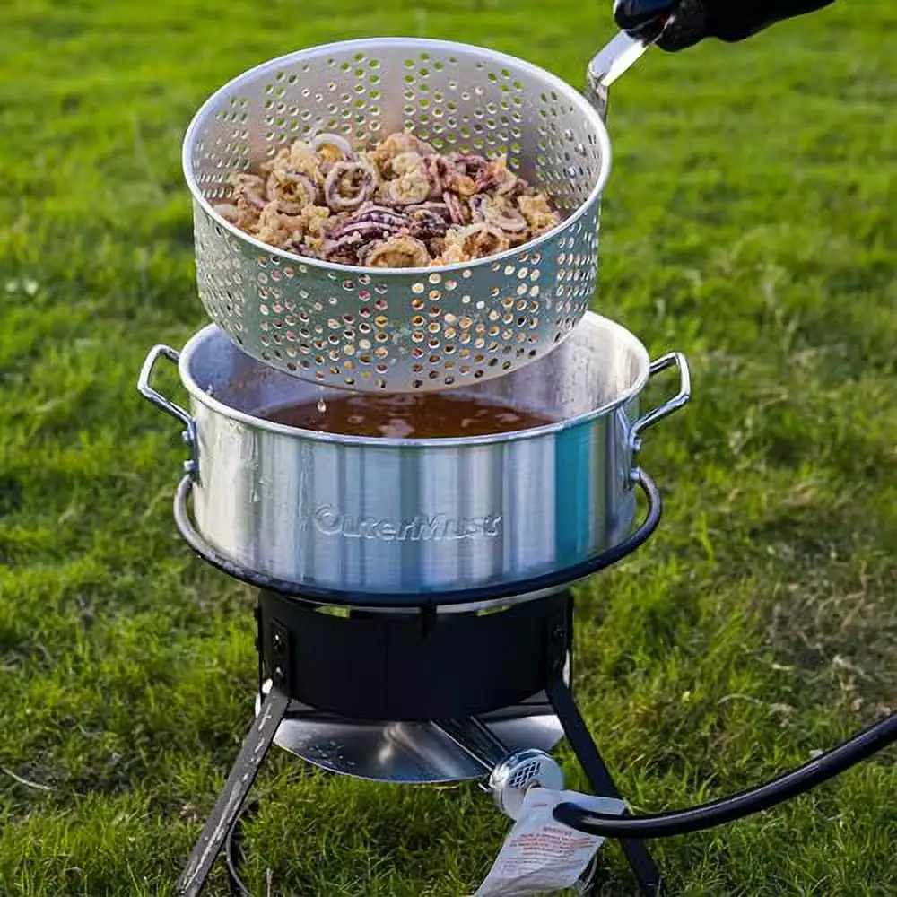 11 Qt Aluminum Fish Fryer Pot Basket 58000 BTU Propane Outdoor Deep Fryer Thermometer XuanWen Store