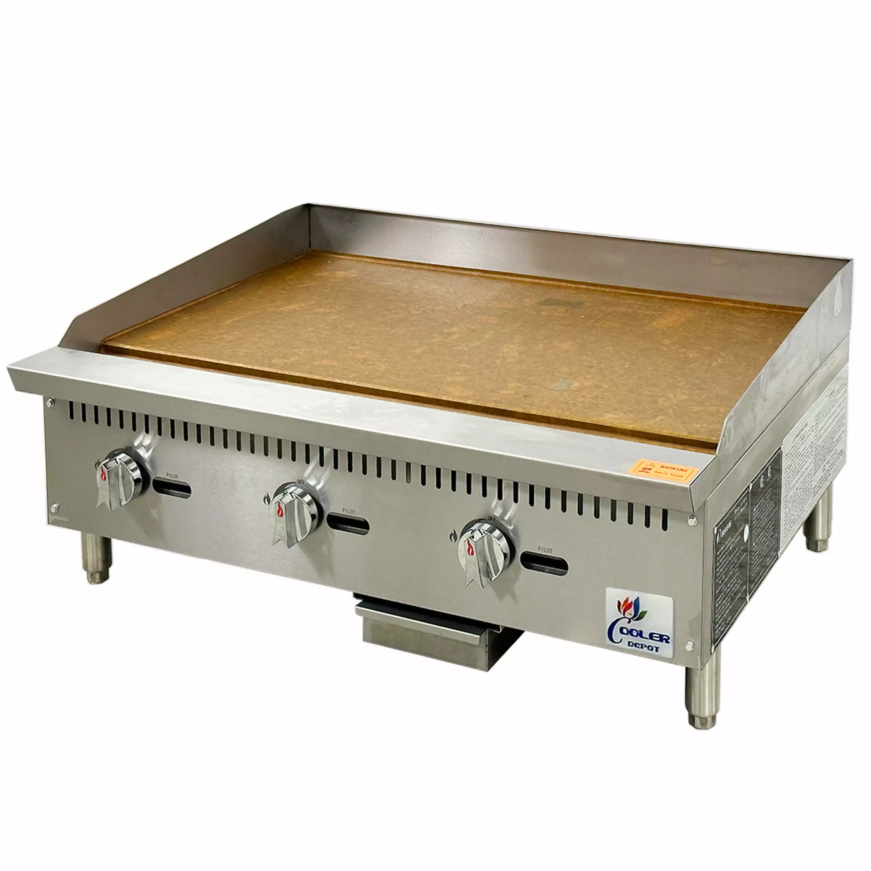 Cooler Depot Silver 36 Inch Habachi Fried Rice Griddle Flat Top Grill Stove Propane LP Natural Gas