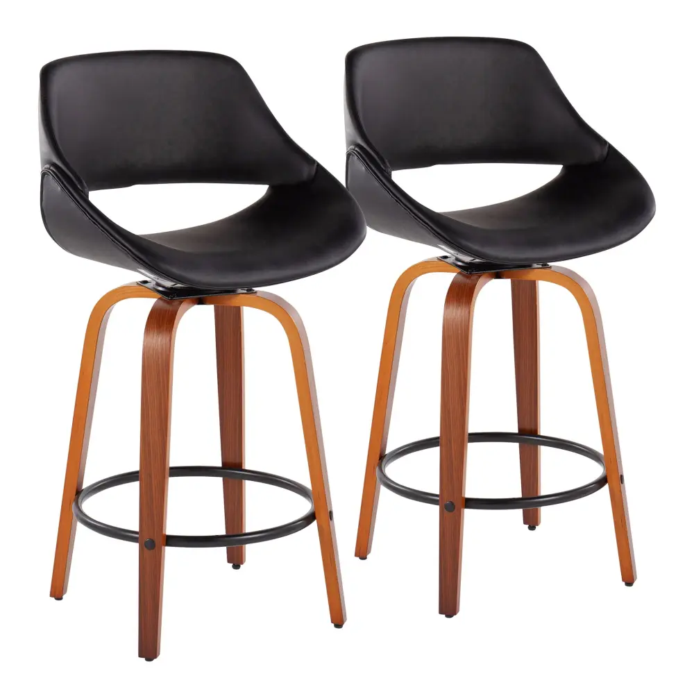 Fabrico - Mid Century Modern Fixed Height Counter Stool And Round Footrest place 2)