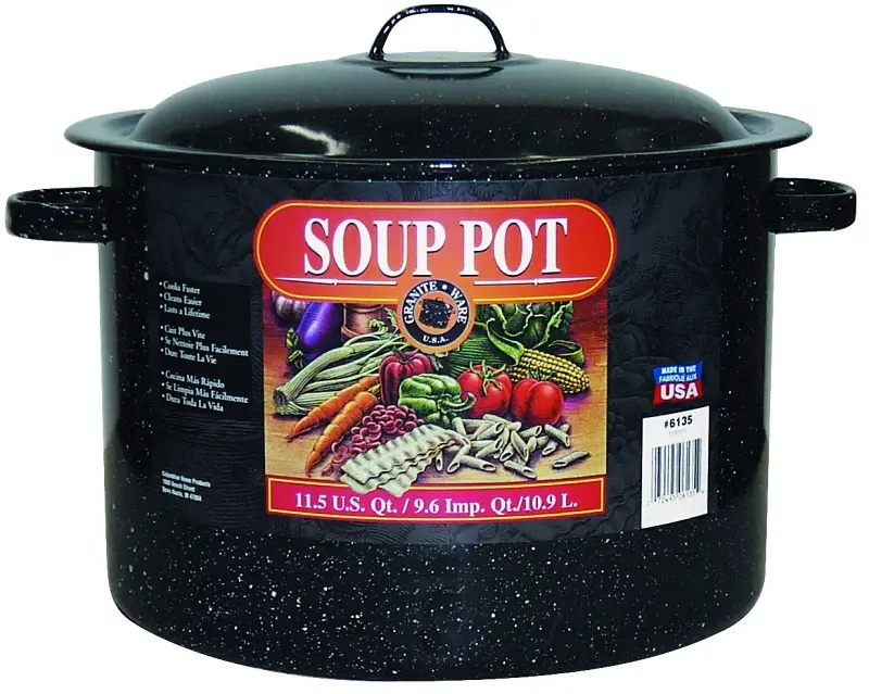 Granite Ware F6135-6 Soup Pot, 12 qt Capacity, Steel, Midnight