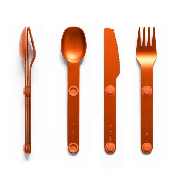 Premium Stainless Steel Full Windsor Magware Magnetic Flatware, Single Adjust - Fire Orange