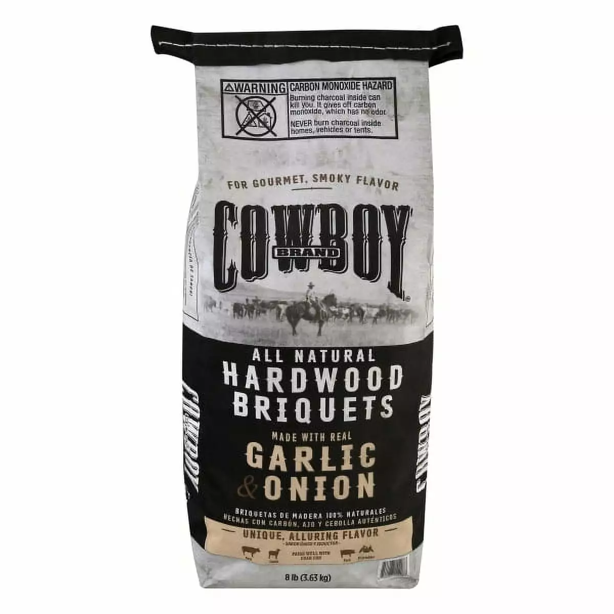 Cowboy 8LB Garlic & Onion Hardwood Briquettes Flavorful Grilling