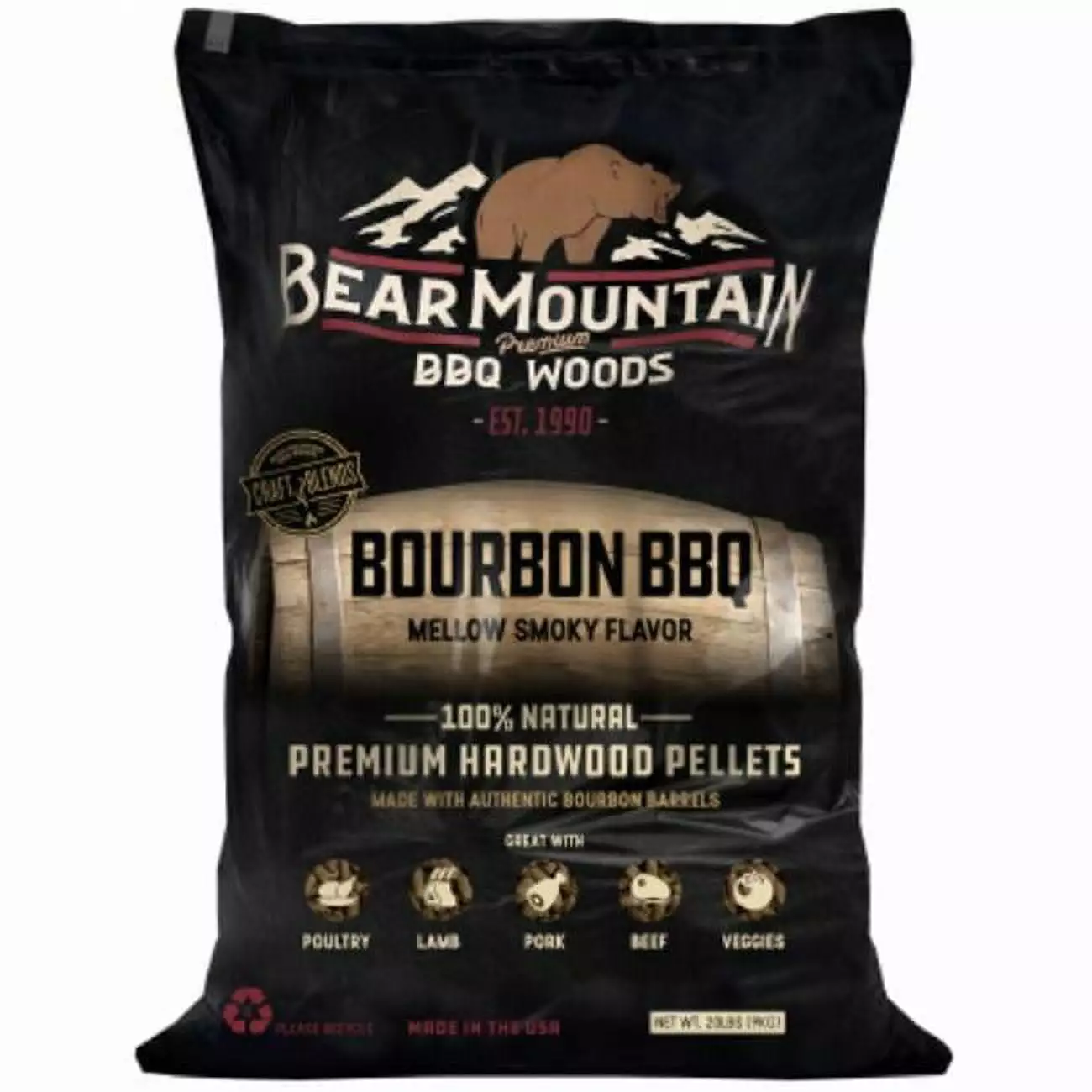 20 lbs Bourbon BBQ Pellet Smoker and Grill All Natural Hardwood
