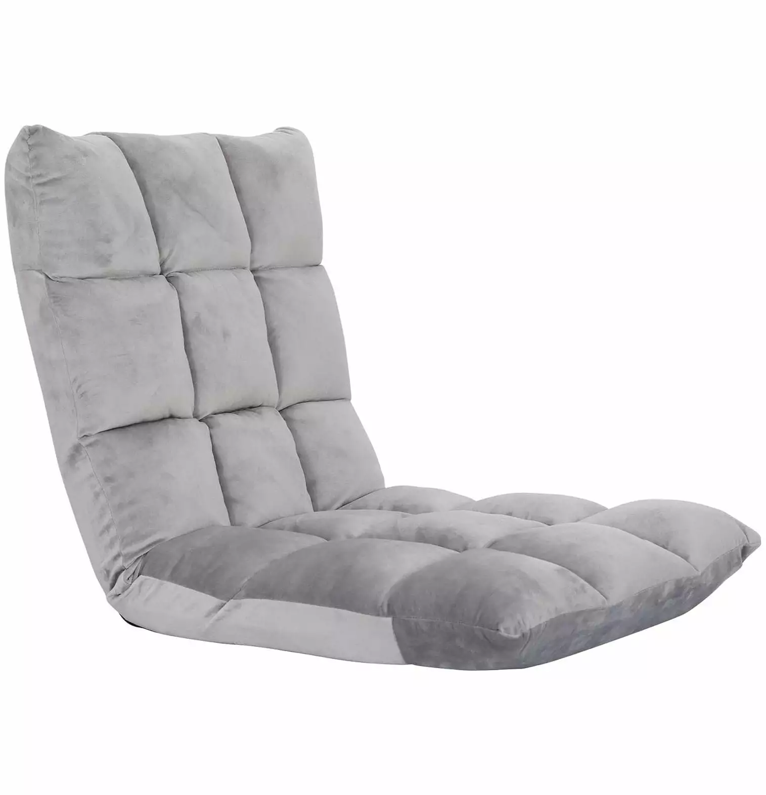 BULYAXIA Adjustable Floor Gaming Chair Memory Foam Armless Sofa Seat Comfy Back Support Grey