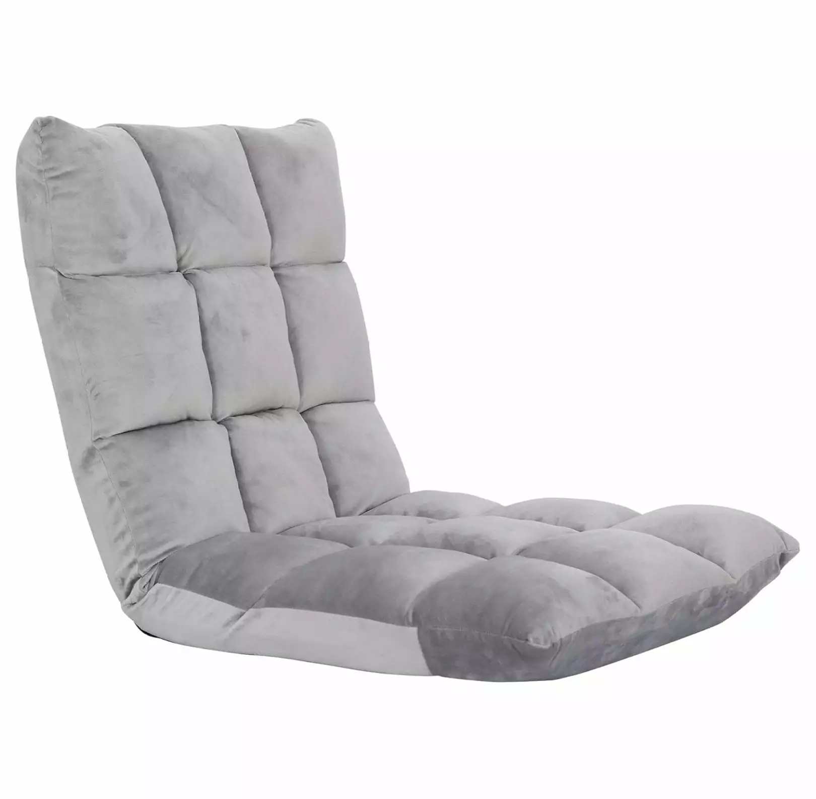 Adjustable Floor Gaming Chair Memory Foam Armless Sofa Seat Comfy Back Support Grey cMinc