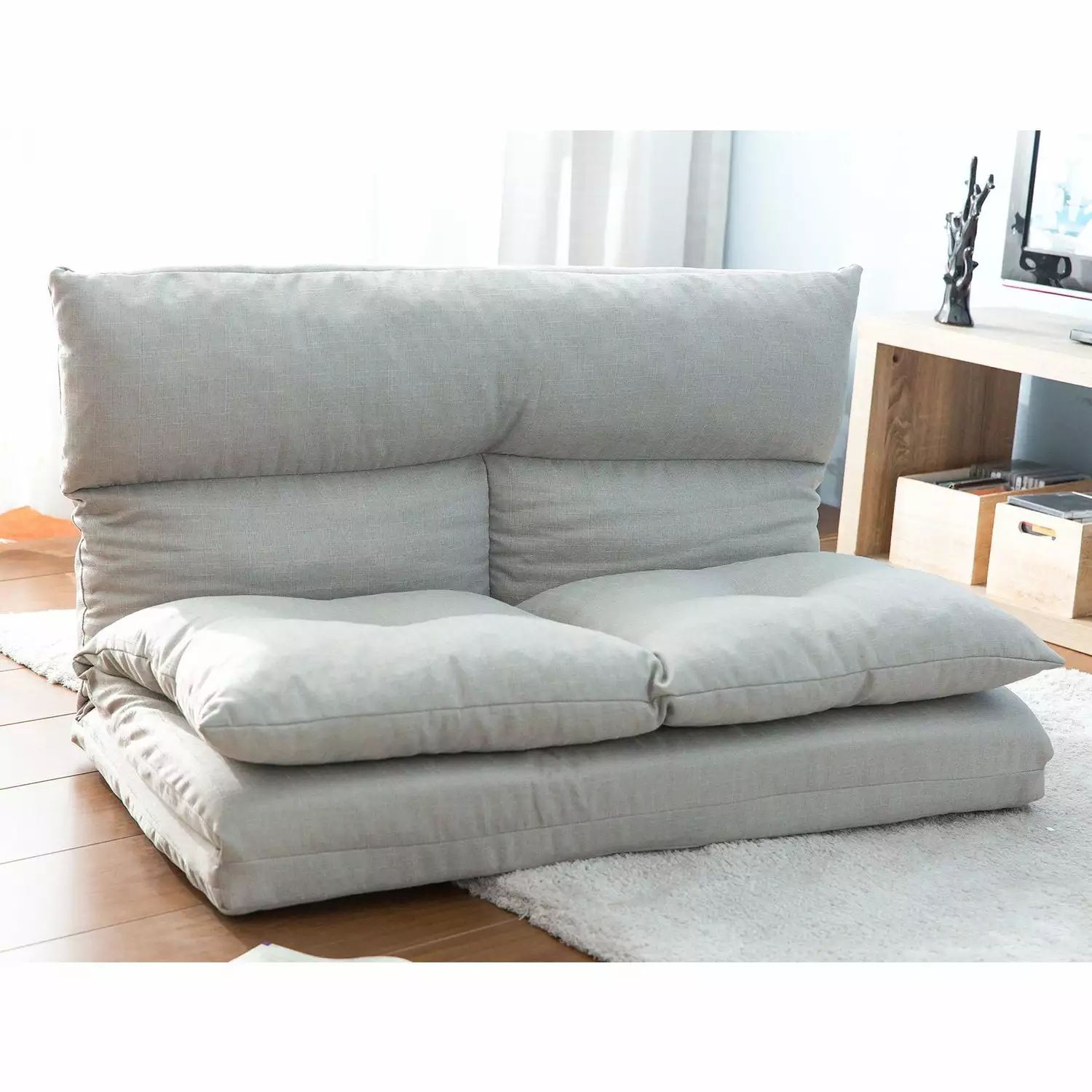 Gray Fabric Folding Chaise Lounge Floor Sofa Living Room Chaise CNCJ