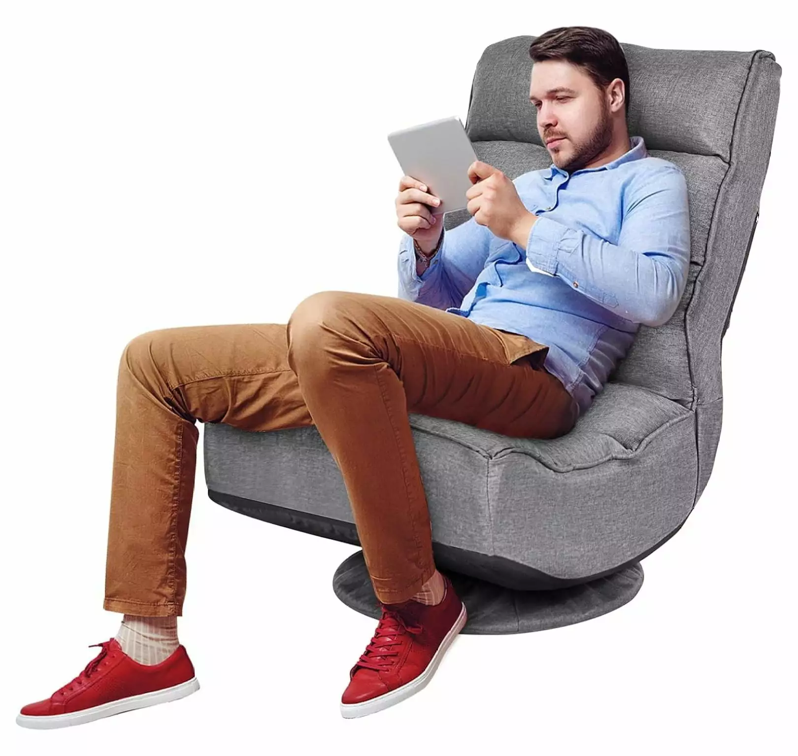 360 Degree Swivel Floor Gaming Chair 5 Position Adjustable Reclining Folding Sofa Chair Watching TV Reading Playing Video ...