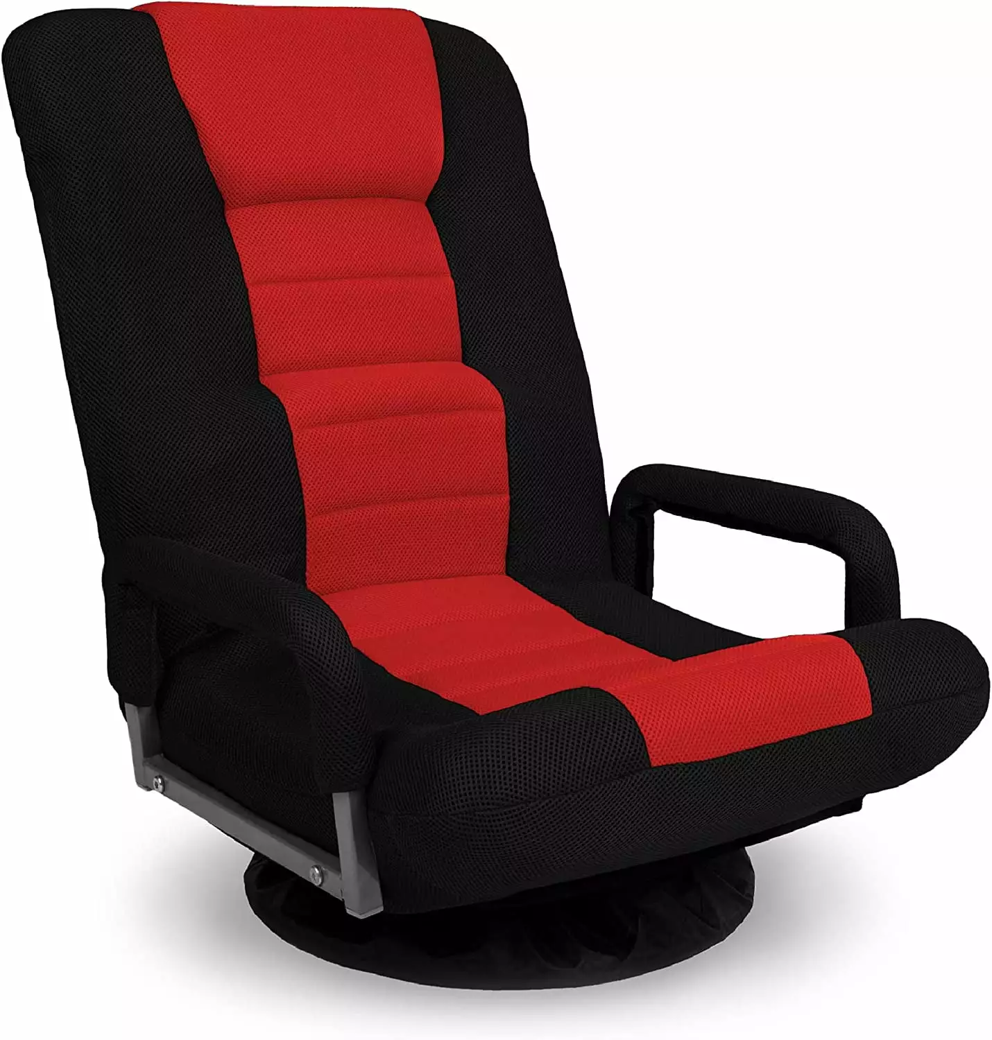 360 Degree Swivel Gaming Floor Chair Rocker Lumbar Support Armrest Handles Adjustable Backrest Black Red LHY
