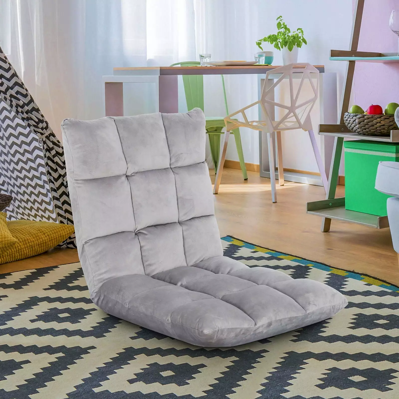 Folding Floor Gaming Chair Adjustable 14-Position Lounger Sofa Lazy Seat N/A