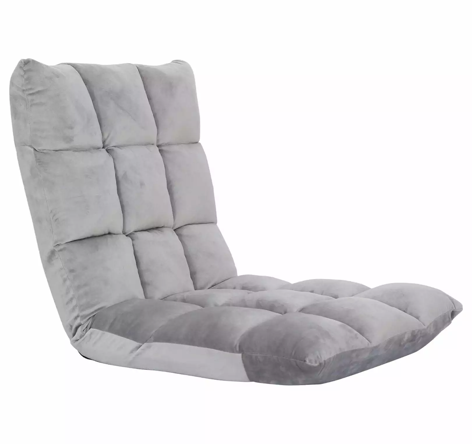 RPQZ Adjustable Floor Gaming Chair Memory Foam Armless Sofa Seat Comfy Back Support Grey