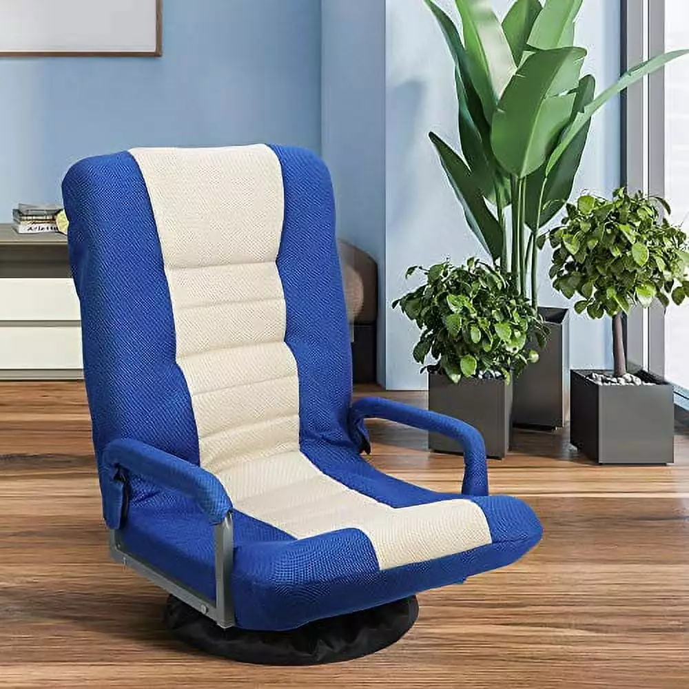 360 Degree Swivel Gaming Chair Foldable Floor Sofa Chair TV Reading Playing Video Games Lumbar Support Armrest Handles Adj...