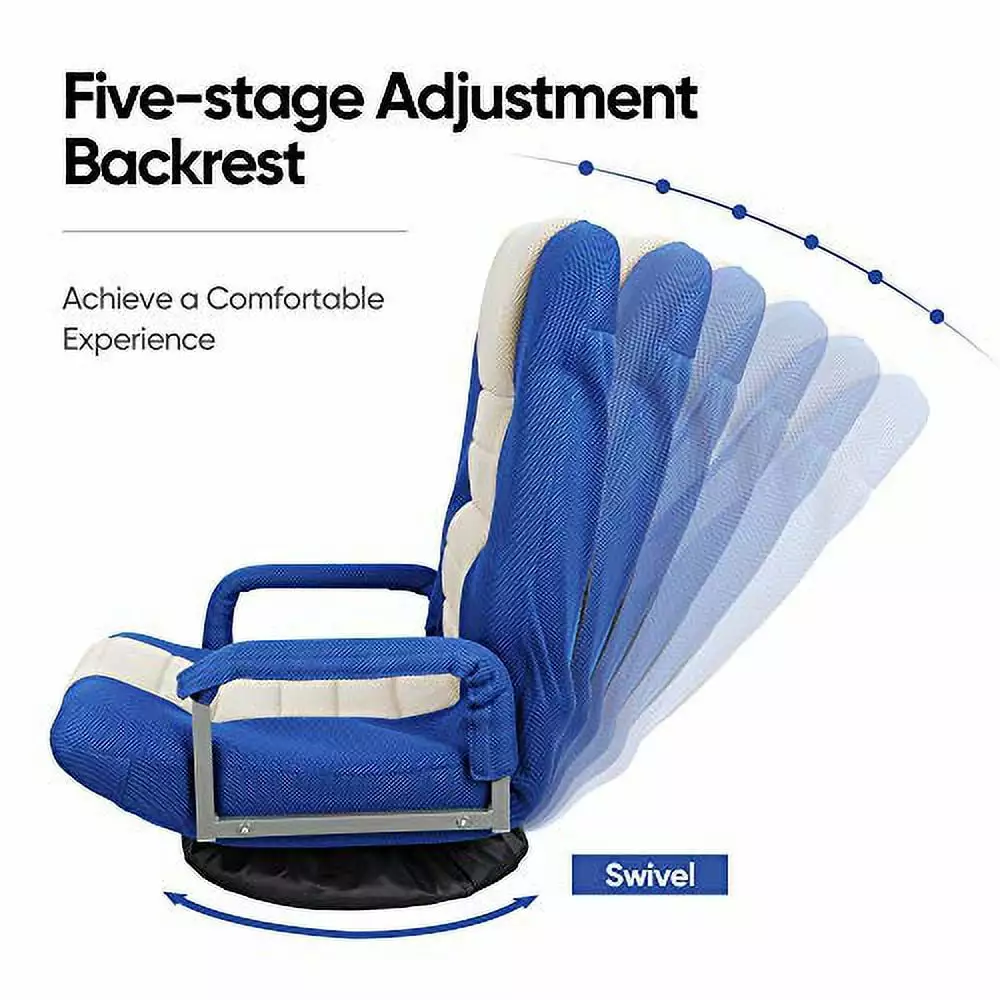 Oteymart Foldable Floor Gaming Chair 360-Degree Swivel Sofa Lounge Recliner Adjustable Backrest Armrest Video Reading Rela...