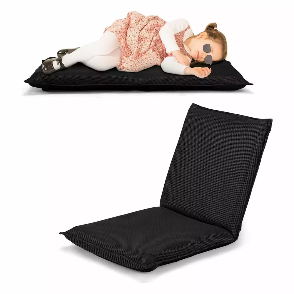 Adjustable 6-Position Folding Padded Gaming Sofa Chair Cushioned Back Support Black Lazy Sofa Unbrand