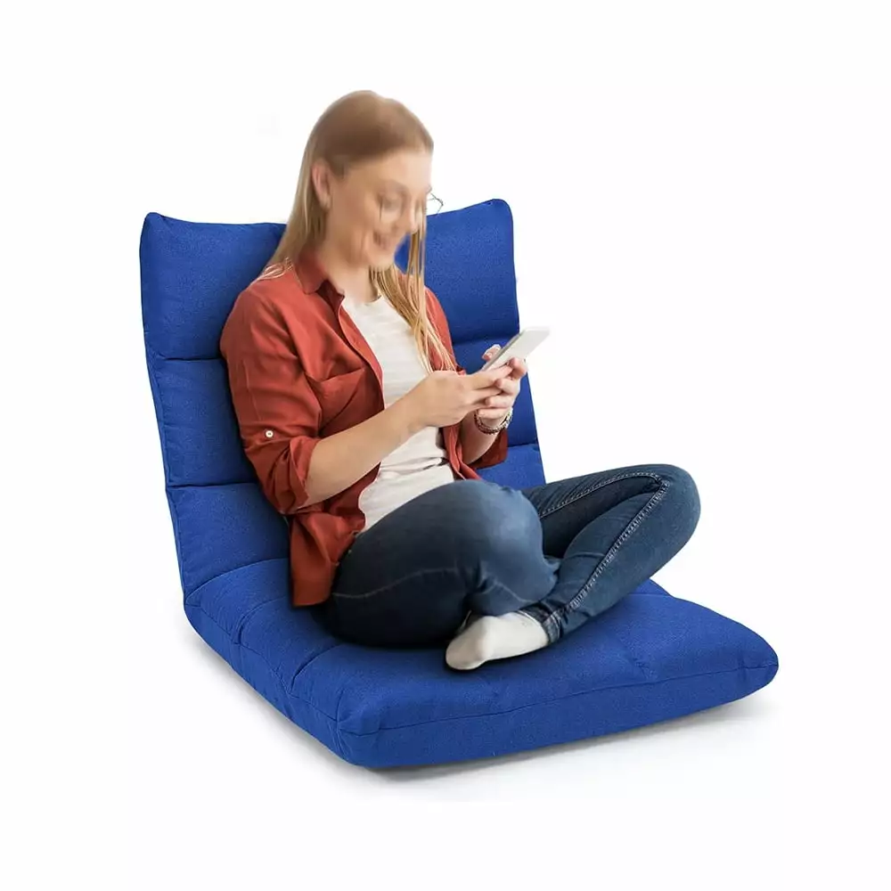 Floor Chair Folding Gaming Chair Back Support 14 Adjustable Positions Blue Unbrand