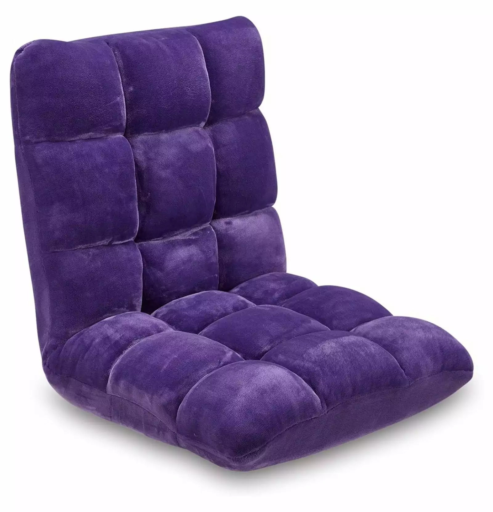 Floor Chair Back Support Folding Sofa Chair 14 Adjustable Positions Breathable Cotton Flannel Gaming Chair Purple Wension