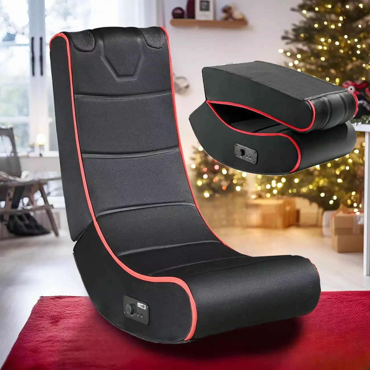 Bluetooth Gaming Chair 2 Speakers Enjoy Immersive Dual-Track Audio Ergonomic Floor Rocking Chair That Folds Half Storage a...