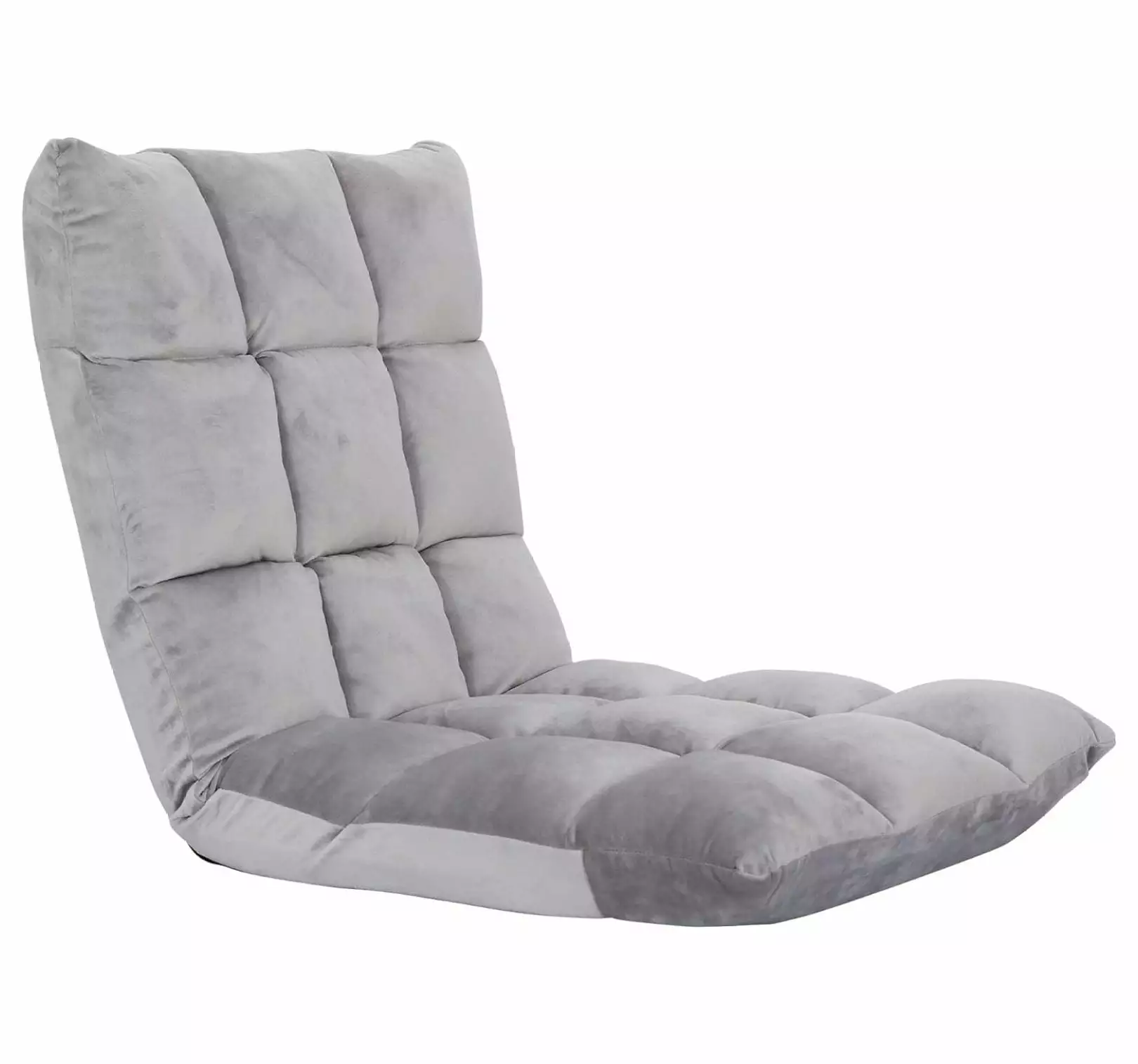 Adjustable Floor Gaming Chair Memory Foam Armless Sofa Seat Comfy Back Support Grey YuraZH